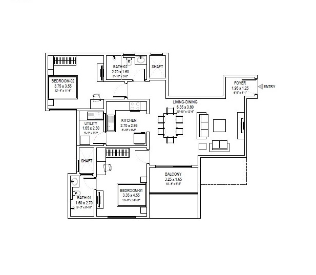 2 BHK 1302 Sq. Ft. Apartment in Sobha Royal Pavilion Phase 8