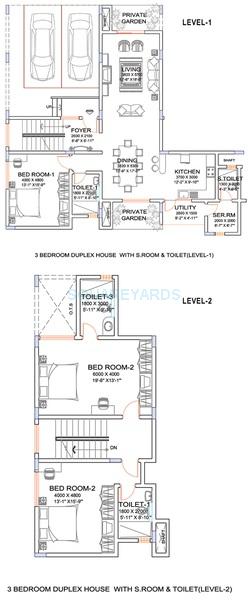 Floor plan of 3 BHK 2274 Sq. Ft. Villa in Sobha Saffron, Bangalore