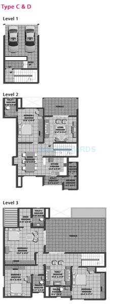 Floor plan of 4 BHK 3420 Sq. Ft. Villa in Sobha Saffron, Bangalore