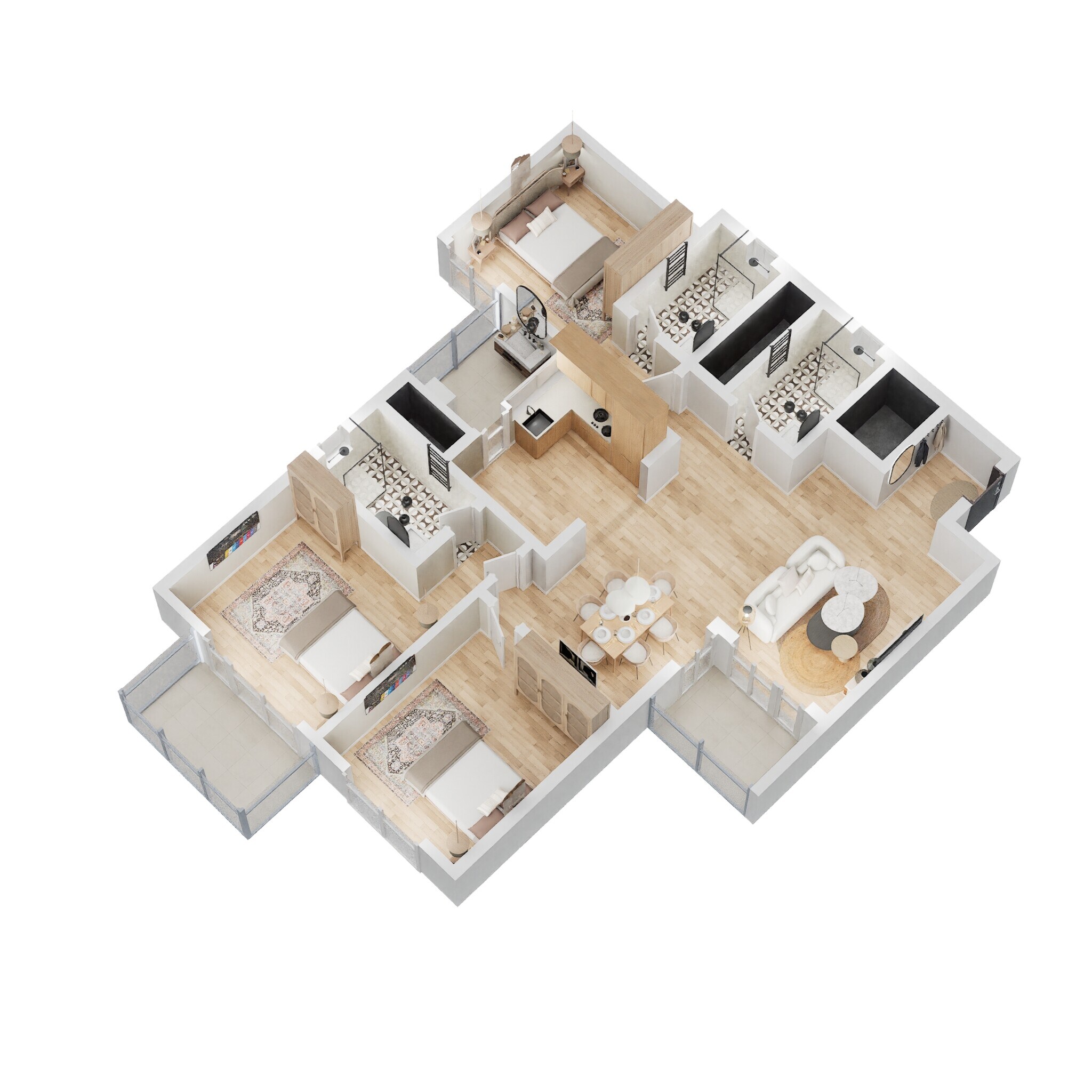 Floor plan of 3 BHK 1697 Sq. Ft. Apartment in Sobha Santorini, Bangalore