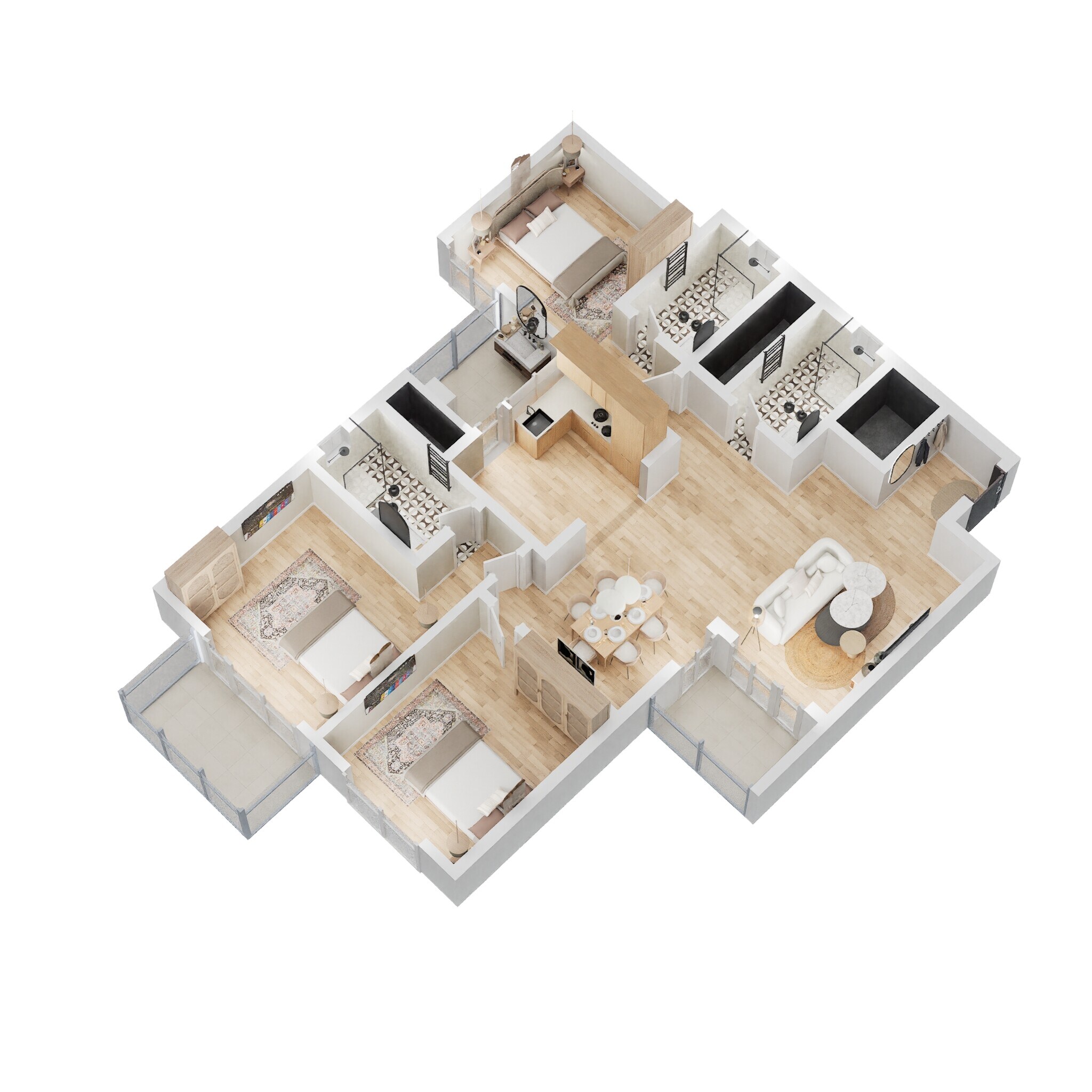 Floor plan of 3 BHK 1735 Sq. Ft. Apartment in Sobha Santorini, Bangalore