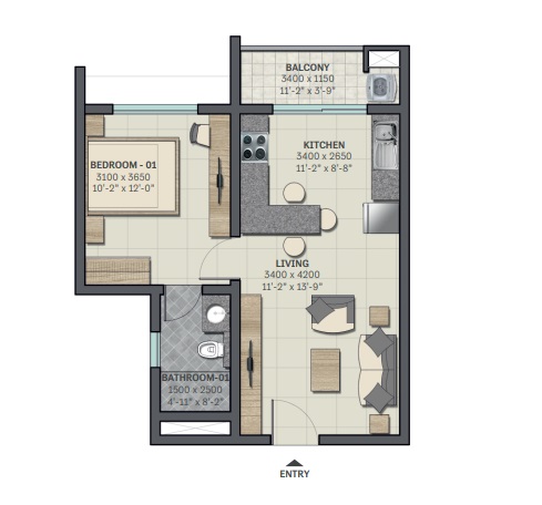 1 BHK 694 Sq. Ft. Apartment in Sobha Sentosa