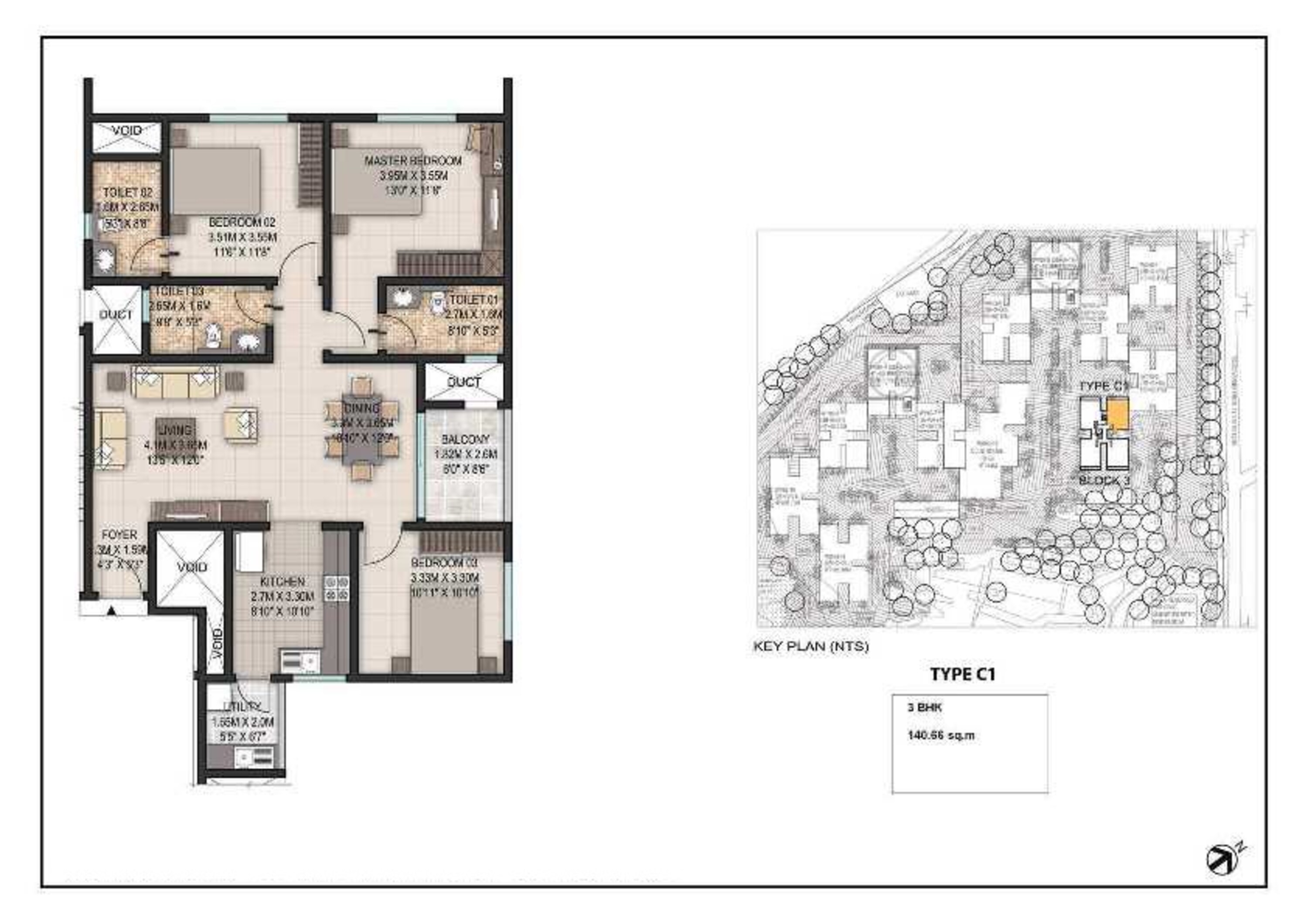 sobha silicon oasis apartment 3 bhk 1514sqft 20235807115803