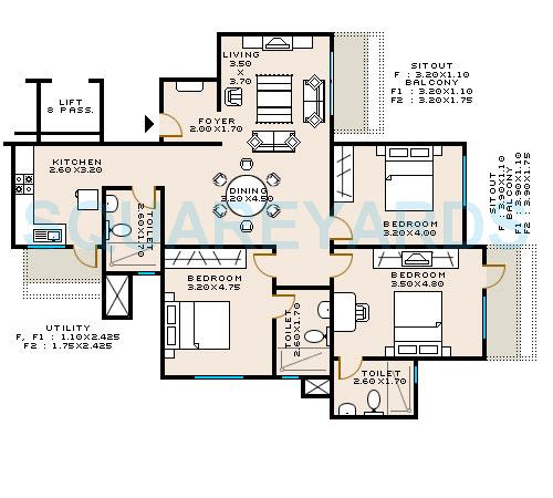 3 BHK 1706 Sq. Ft. Apartment
