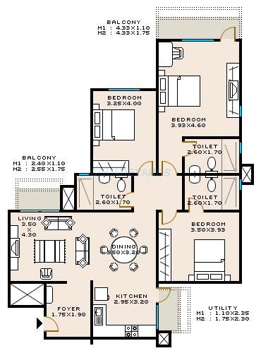 3 BHK 1780 Sq. Ft. Apartment