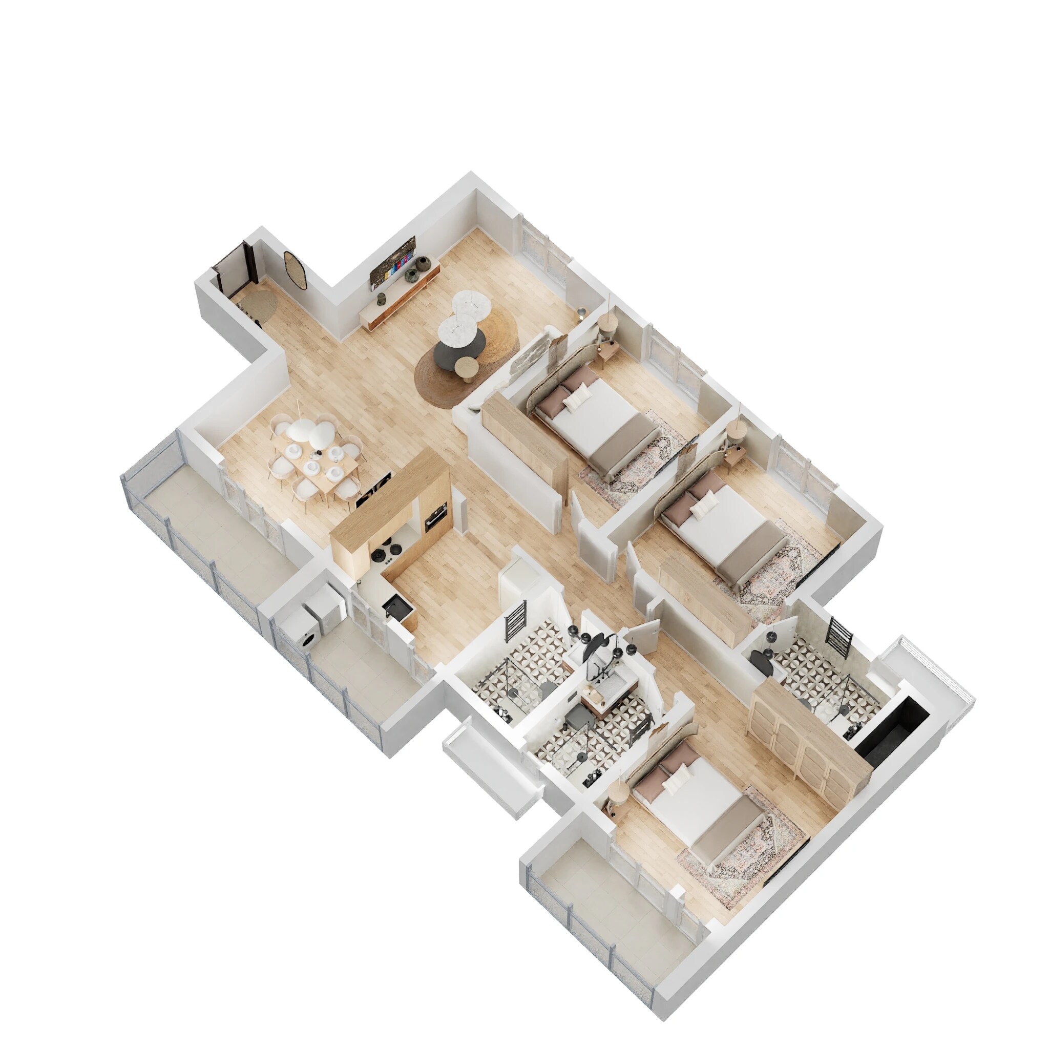 Floor plan of 3 BHK 1716 Sq. Ft. Apartment in Sobha Sapphire, Bangalore