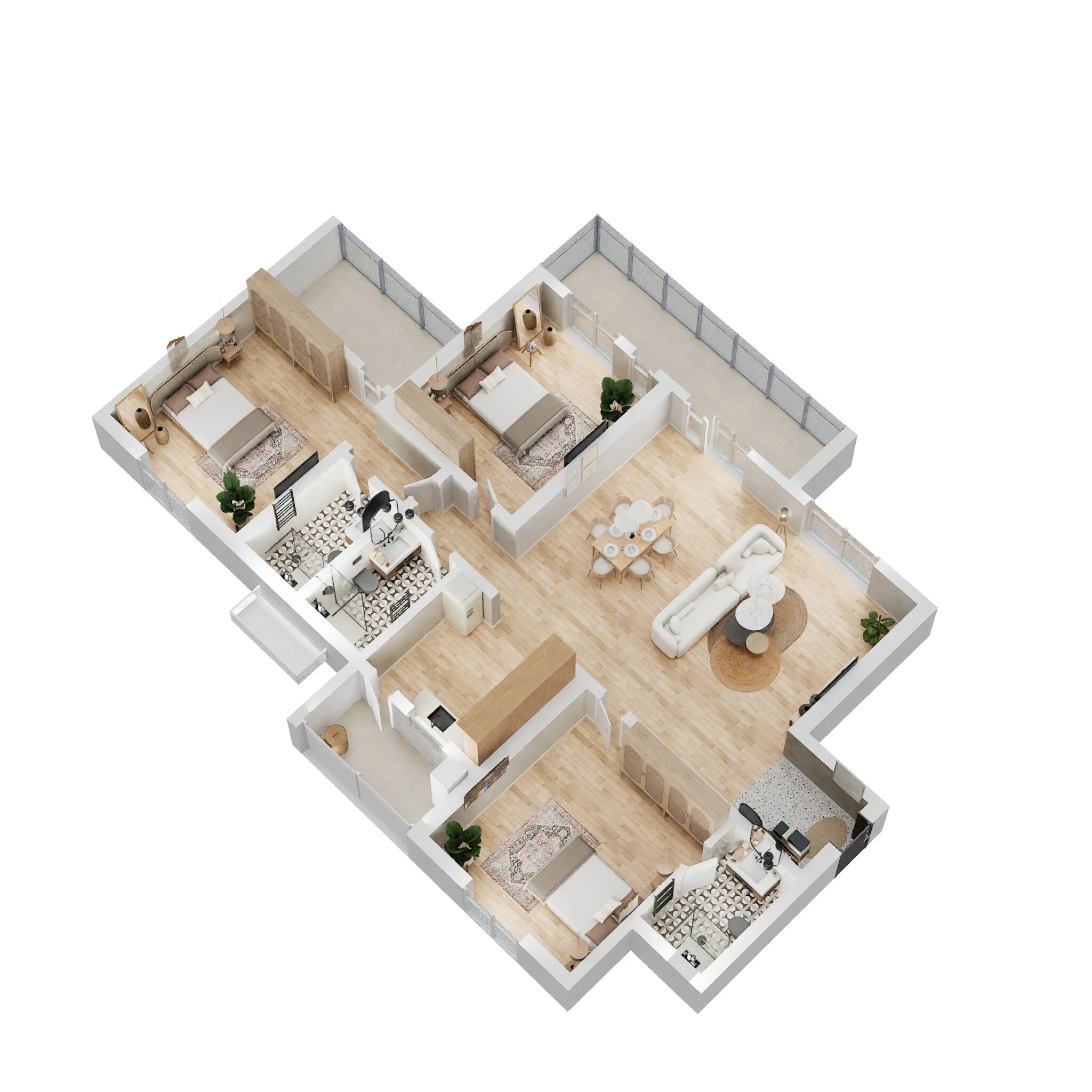 Floor plan of 3 BHK 2236 Sq. Ft. Apartment in Sobha Sapphire, Bangalore