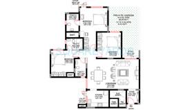 Floor plan of 3 BHK 1771 Sq. Ft. Apartment in Sobha Sunbeam 1, Bangalore