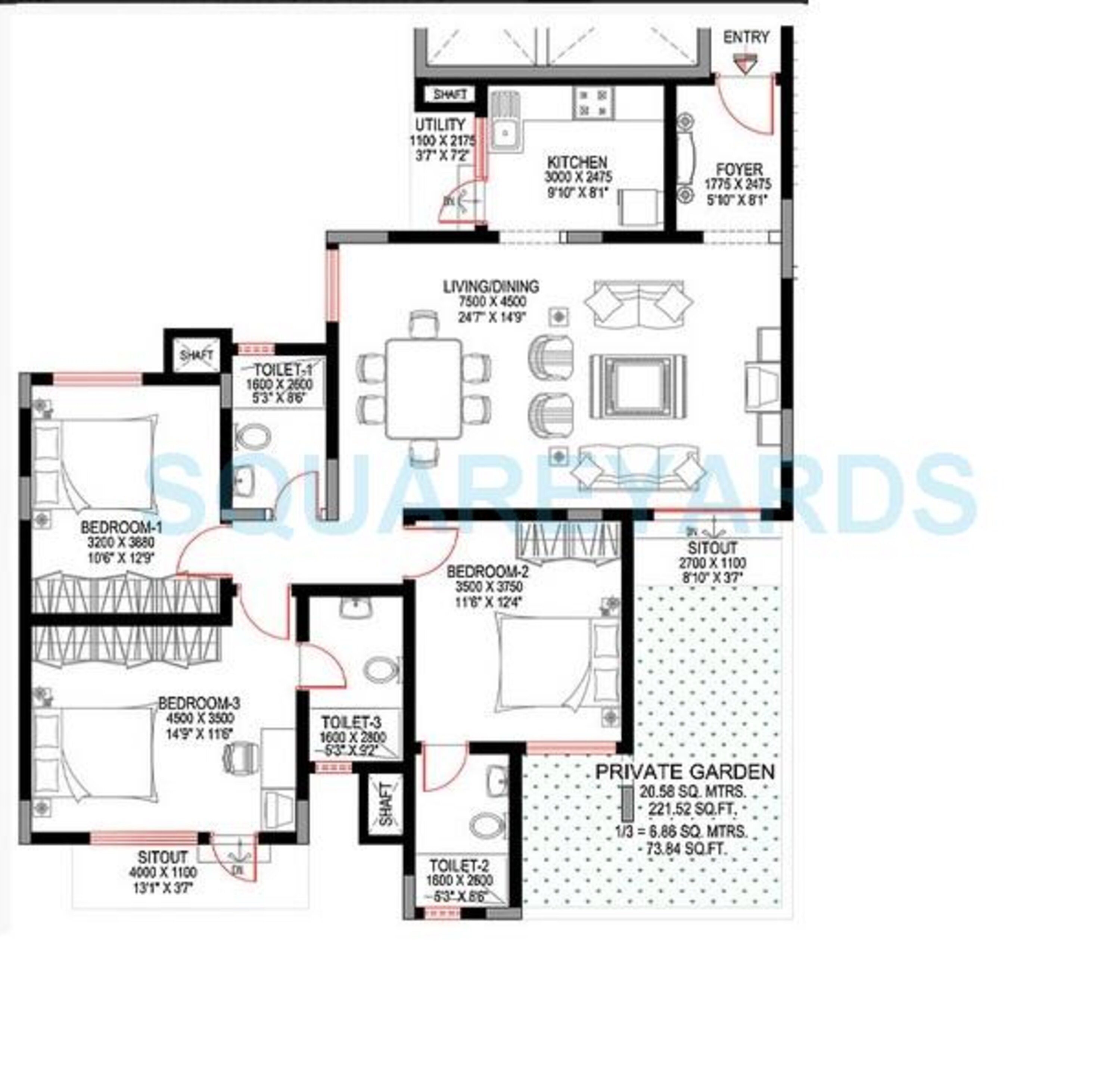 sobha sunbeam ii apartment 3bhk 1717sqft1