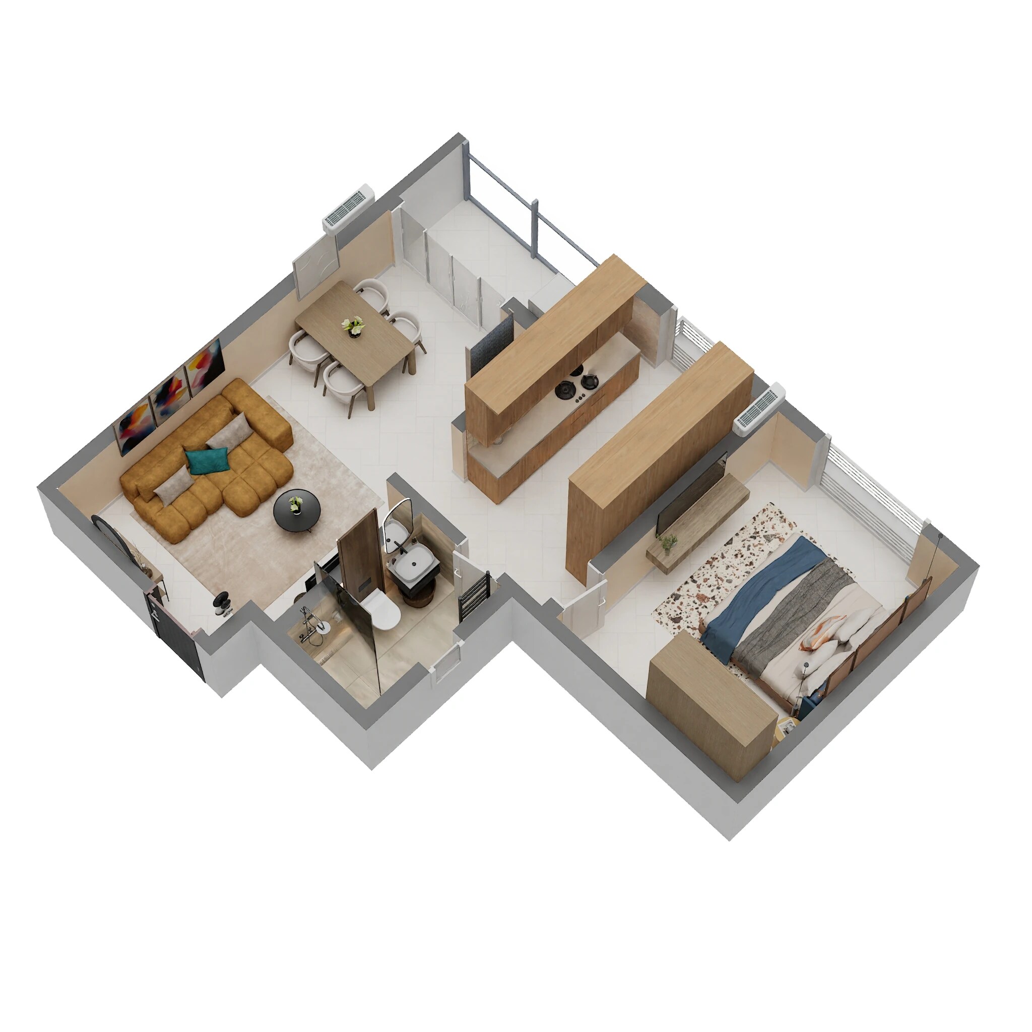 Floor plan of 1 BHK 745 Sq. Ft. Apartment in Sobha Tropical Greens Phase 22 Wing 23 And 24, Bangalore