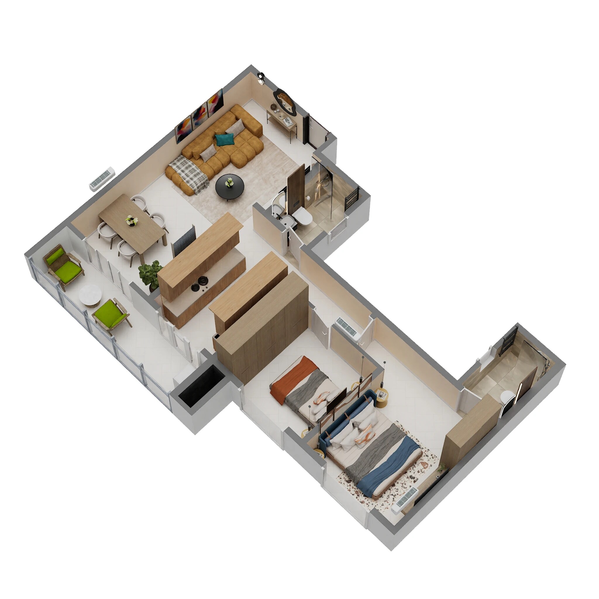 Floor plan of 2 BHK 1210 Sq. Ft. Apartment in Sobha Tropical Greens Phase 22 Wing 23 And 24, Bangalore