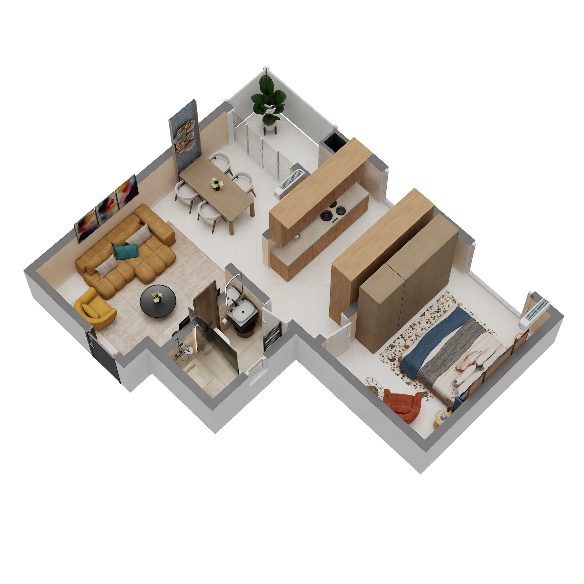 1 BHK 745 Sq. Ft. Apartment
