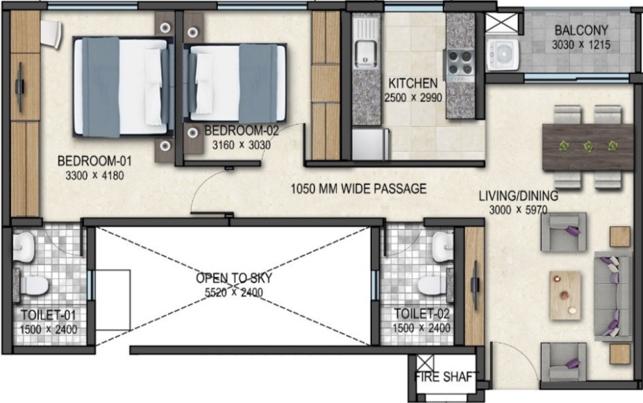 2 Bhk 1000 Sq Ft Apartment For Sale In Sobha Tropical Greens Phase 25 Wing 32 To 34 Bangalore