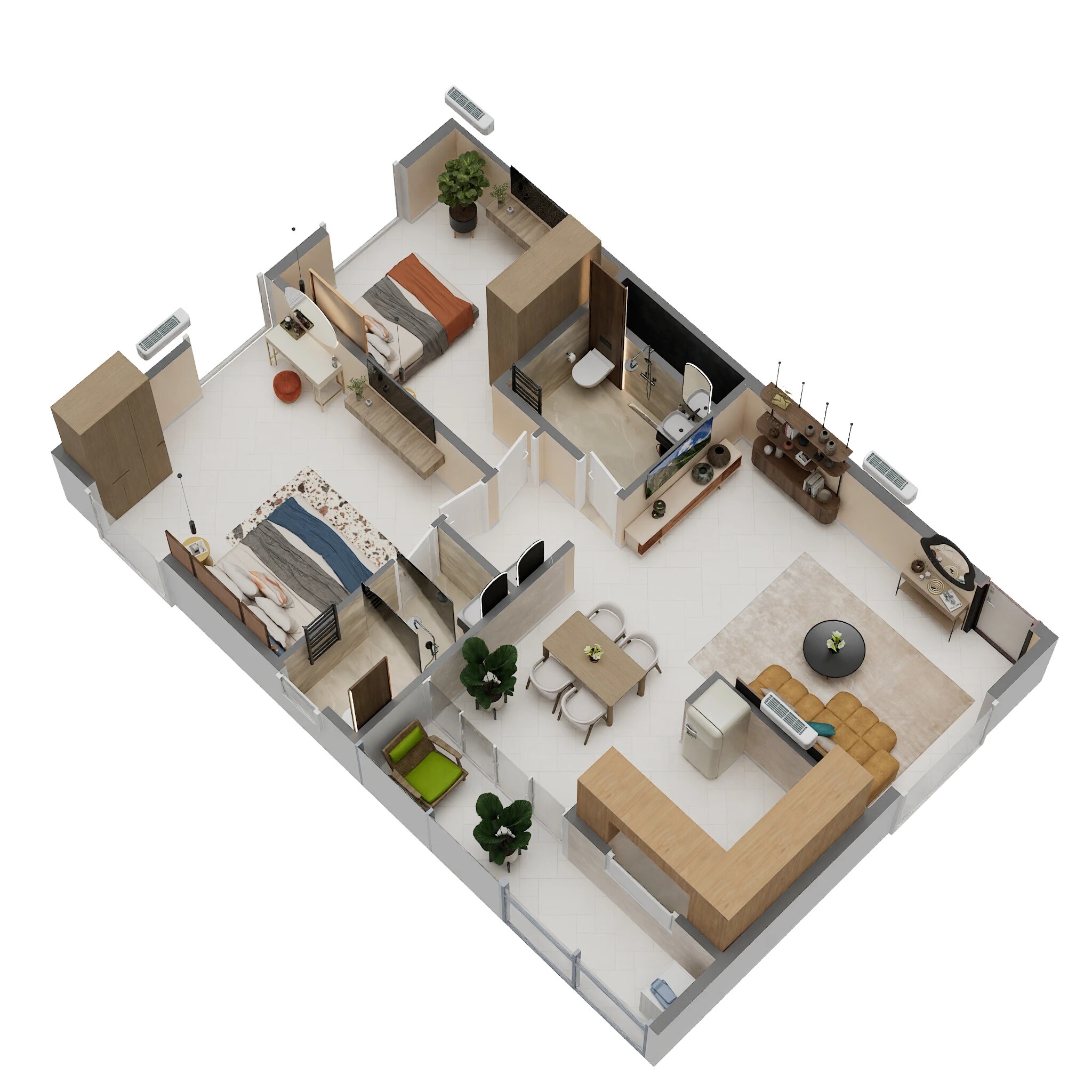 Floor plan of 2 BHK Apartment - 1135 sq. ft. in Son Aavya Homes, Bangalore