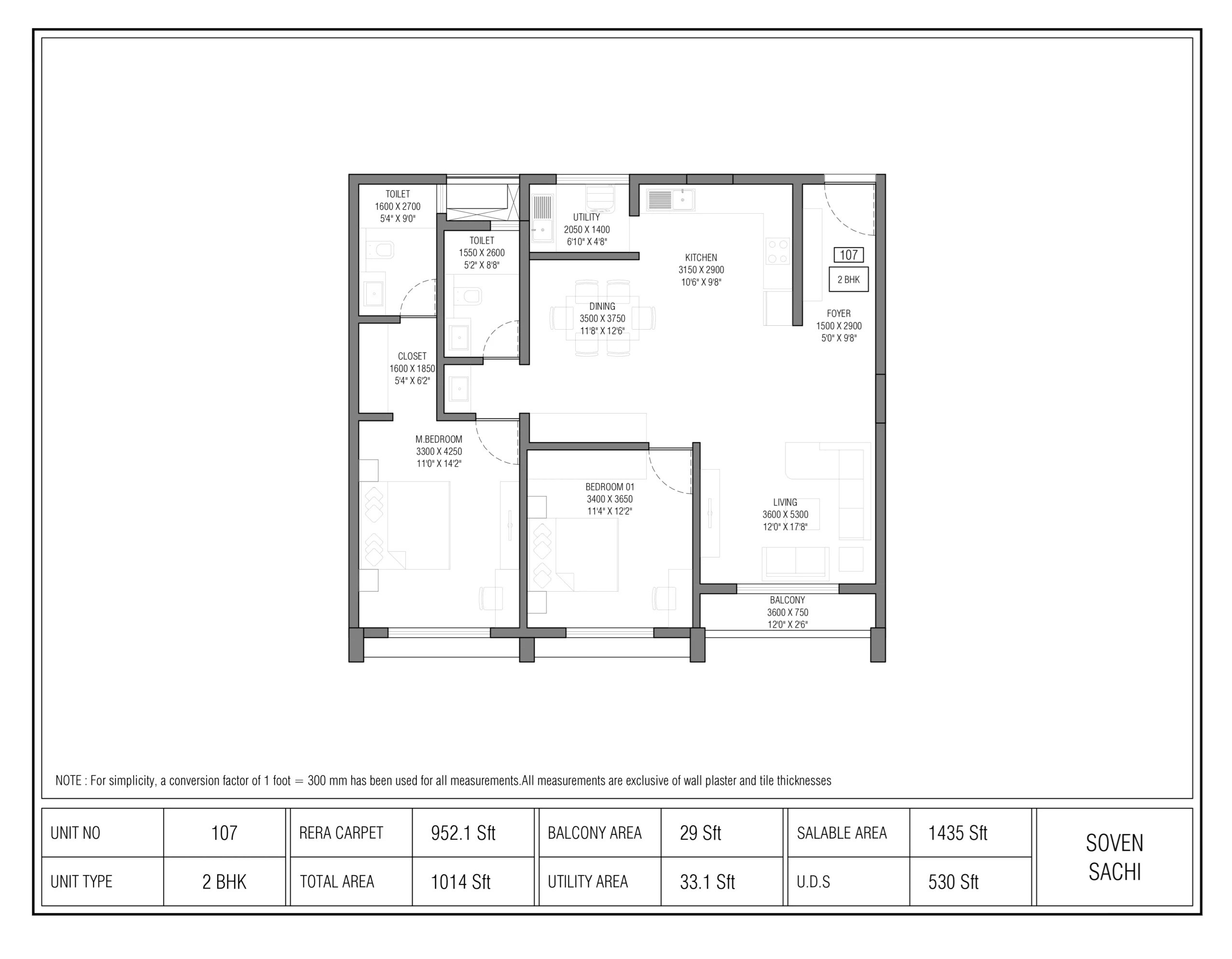 2 BHK 1435 Sq. Ft. Apartment