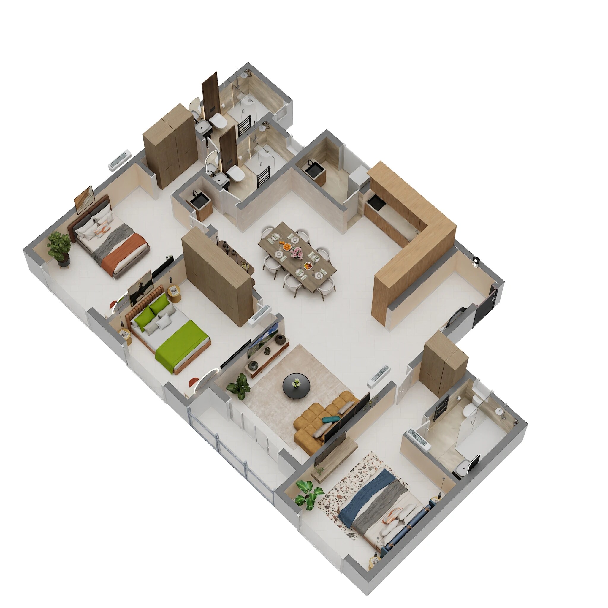 Floor plan of 3 BHK 1752 Sq. Ft. Apartment in Soven Sachi, Bangalore