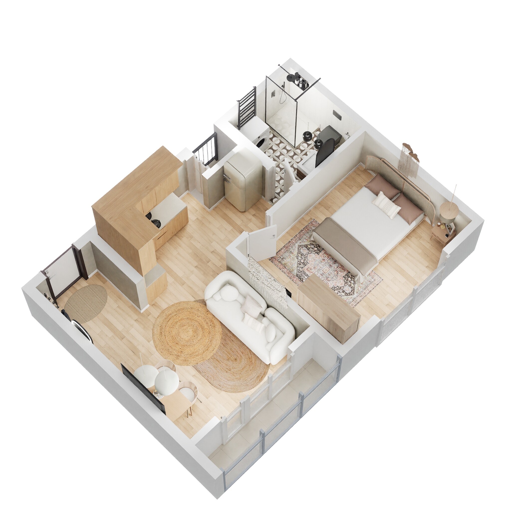 Floor plan of 1 BHK 372 Sq. Ft. Apartment in Sowparnika Ashiyana, Bangalore