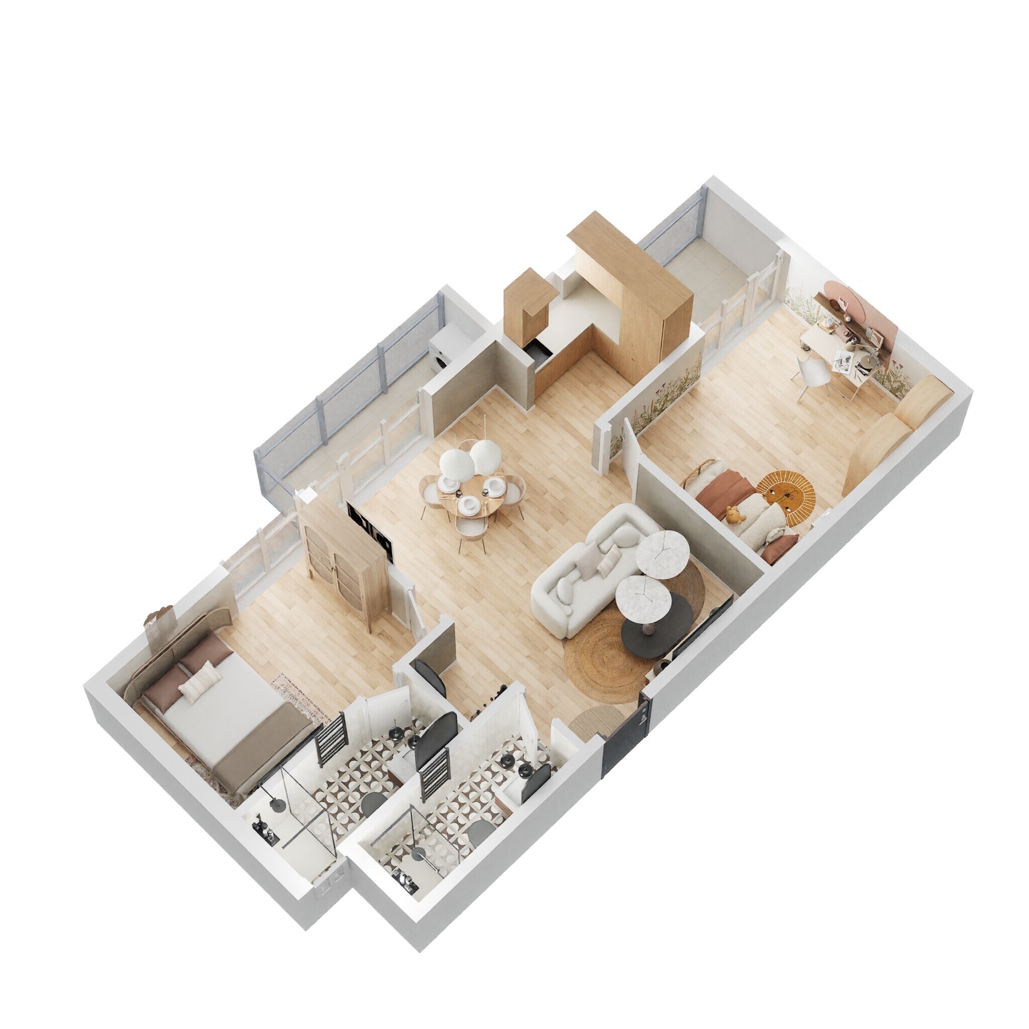 Floor plan of 2 BHK 650 Sq. Ft. Apartment in Sowparnika Ashiyana, Bangalore