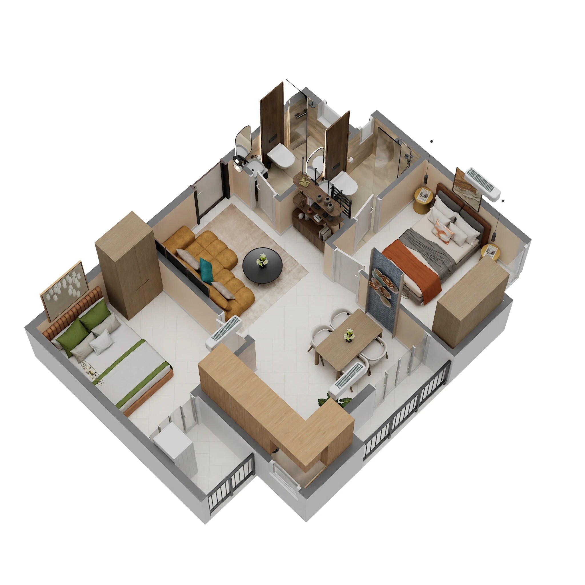 2 BHK 625 Sq. Ft. Apartment
