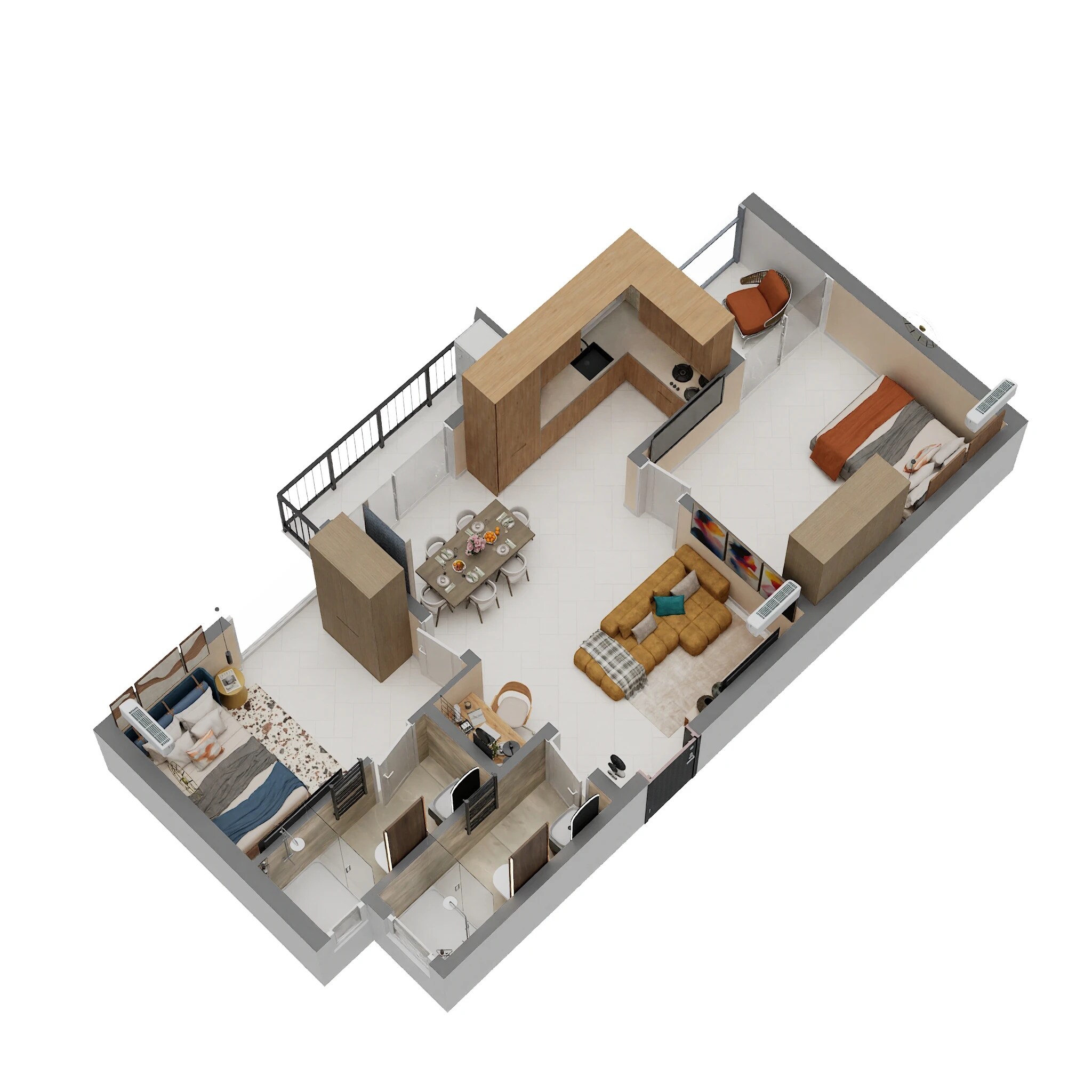 2 BHK 733 Sq. Ft. Apartment