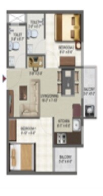 2 BHK 733 Sq. Ft. Apartment