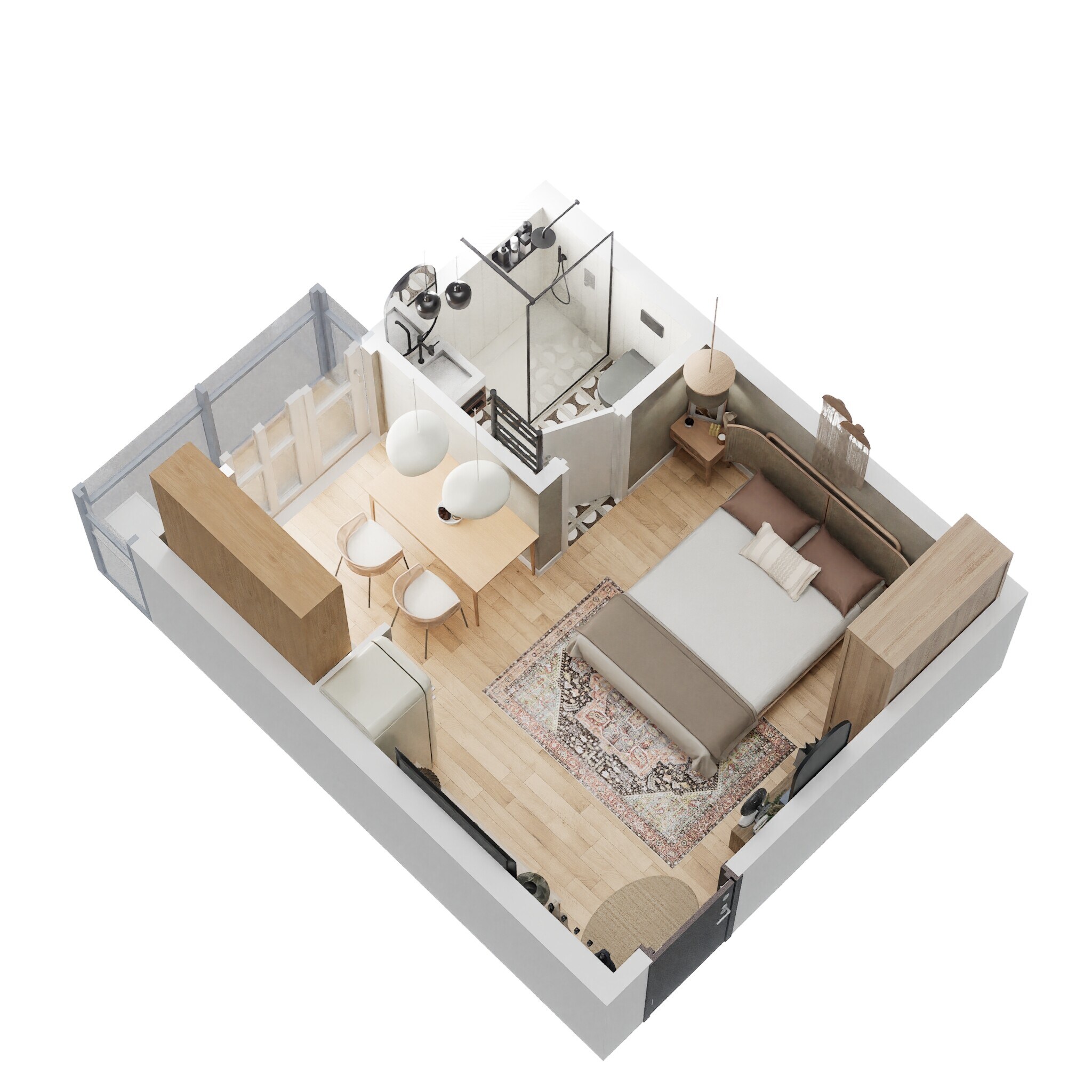 Floor plan of 345 Sq. Ft. Studio in Sowparnika Ashiyana, Bangalore