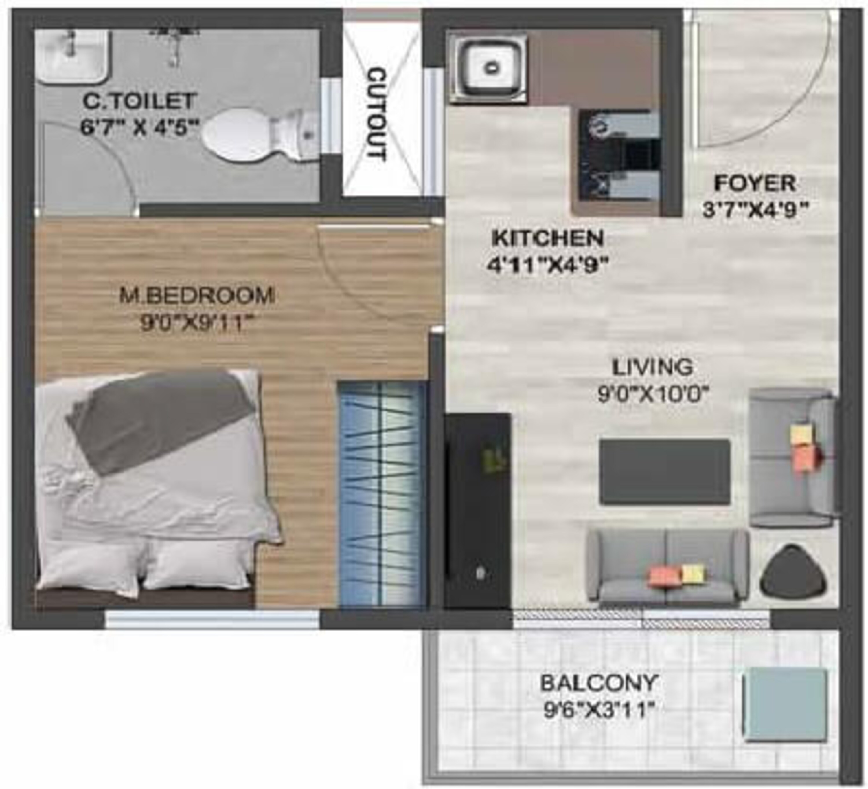 sowparnika flamenco apartment 1bhk 450sqft 1