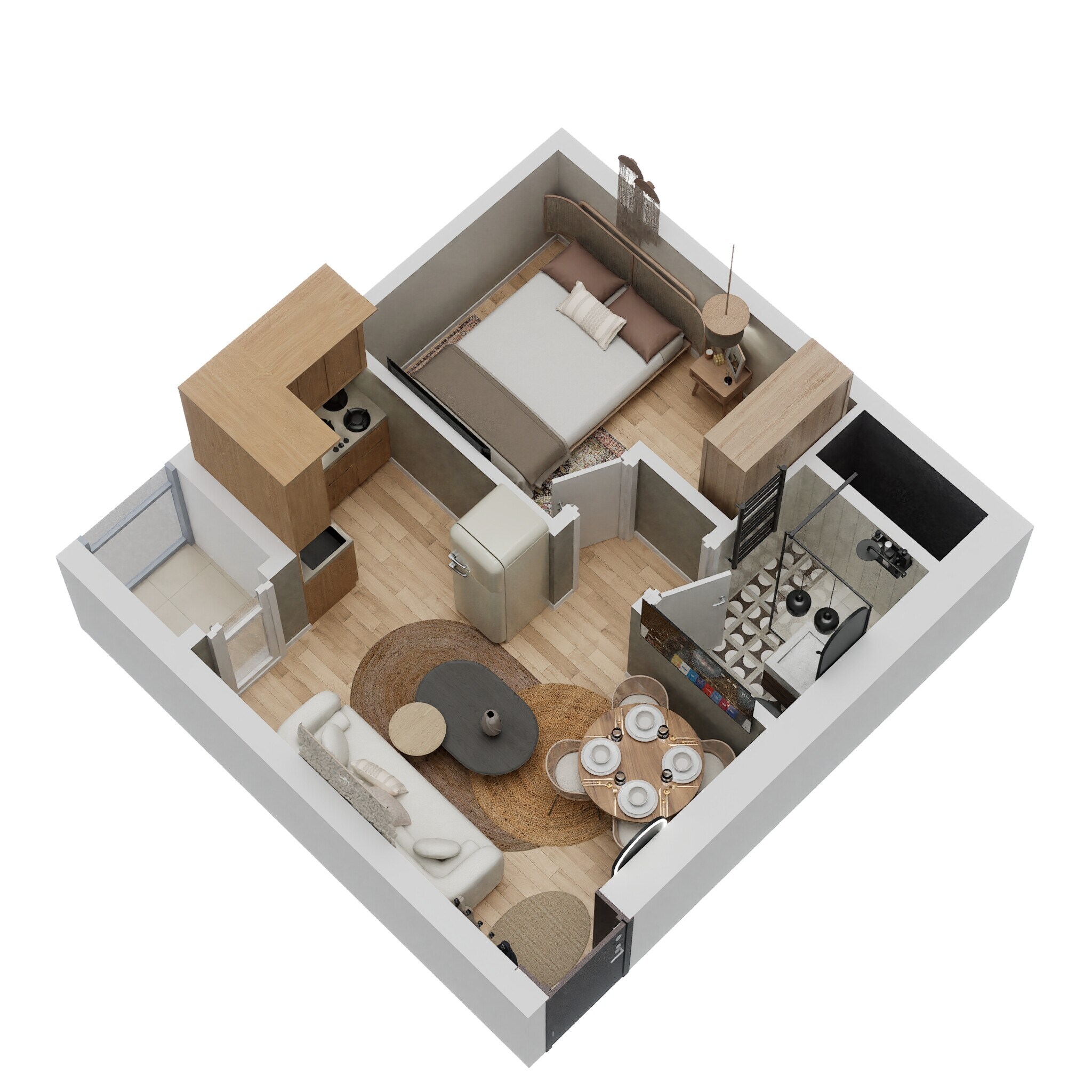 Floor plan of 1 BHK 401 Sq. Ft. Apartment in Sowparnika Indraprastha, Bangalore