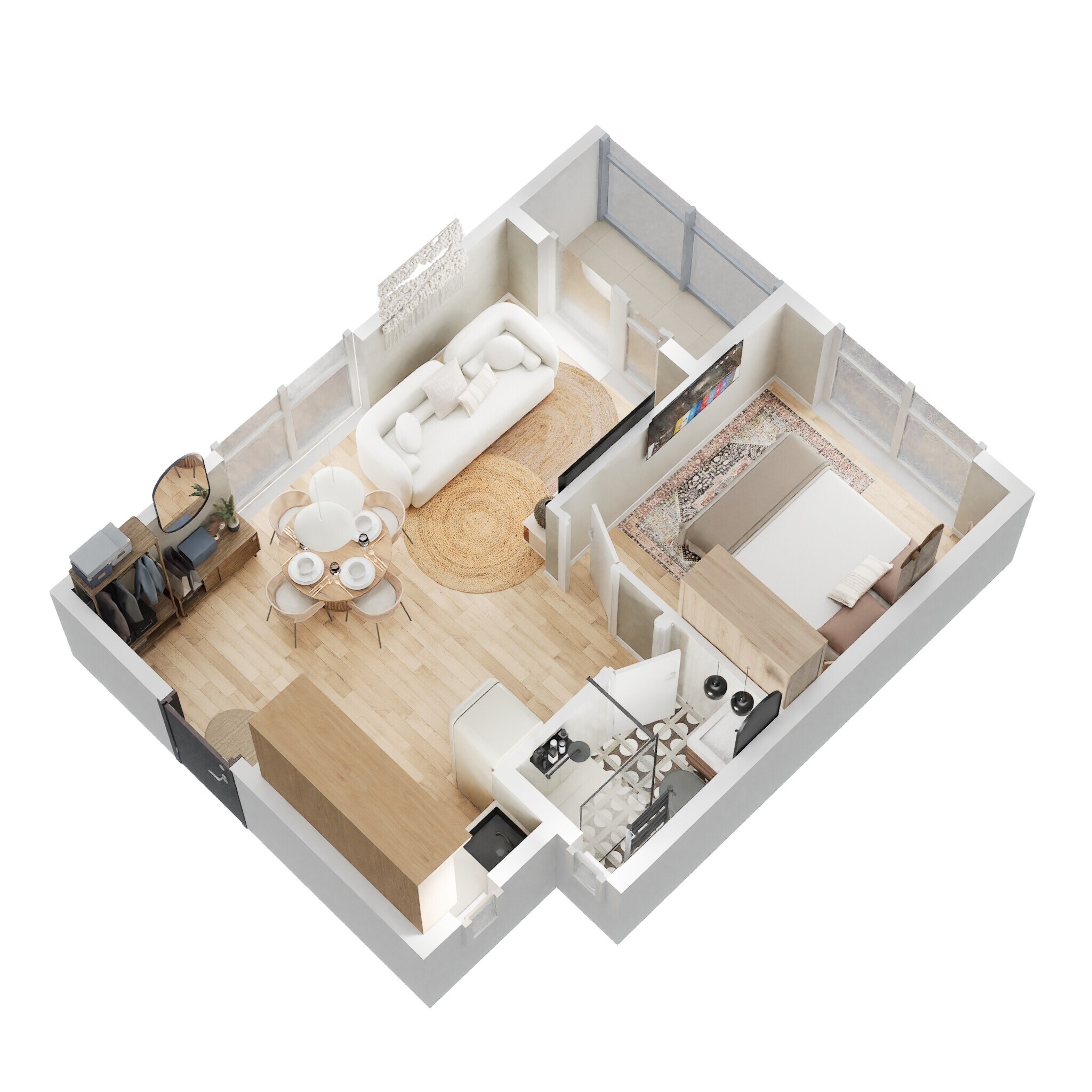 Floor plan of 1 BHK 561 Sq. Ft. Apartment in Sowparnika Indraprastha, Bangalore