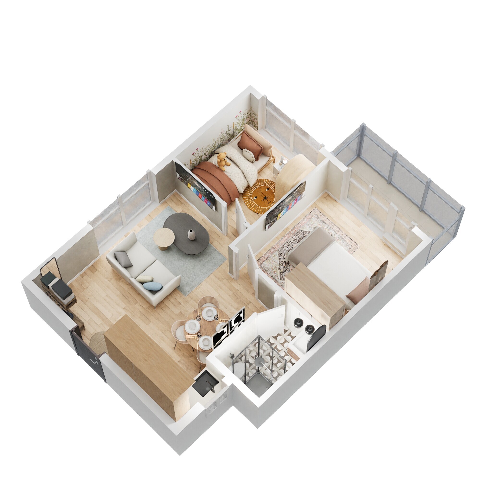 Floor plan of 1 BHK 616 Sq. Ft. Apartment in Sowparnika Indraprastha, Bangalore
