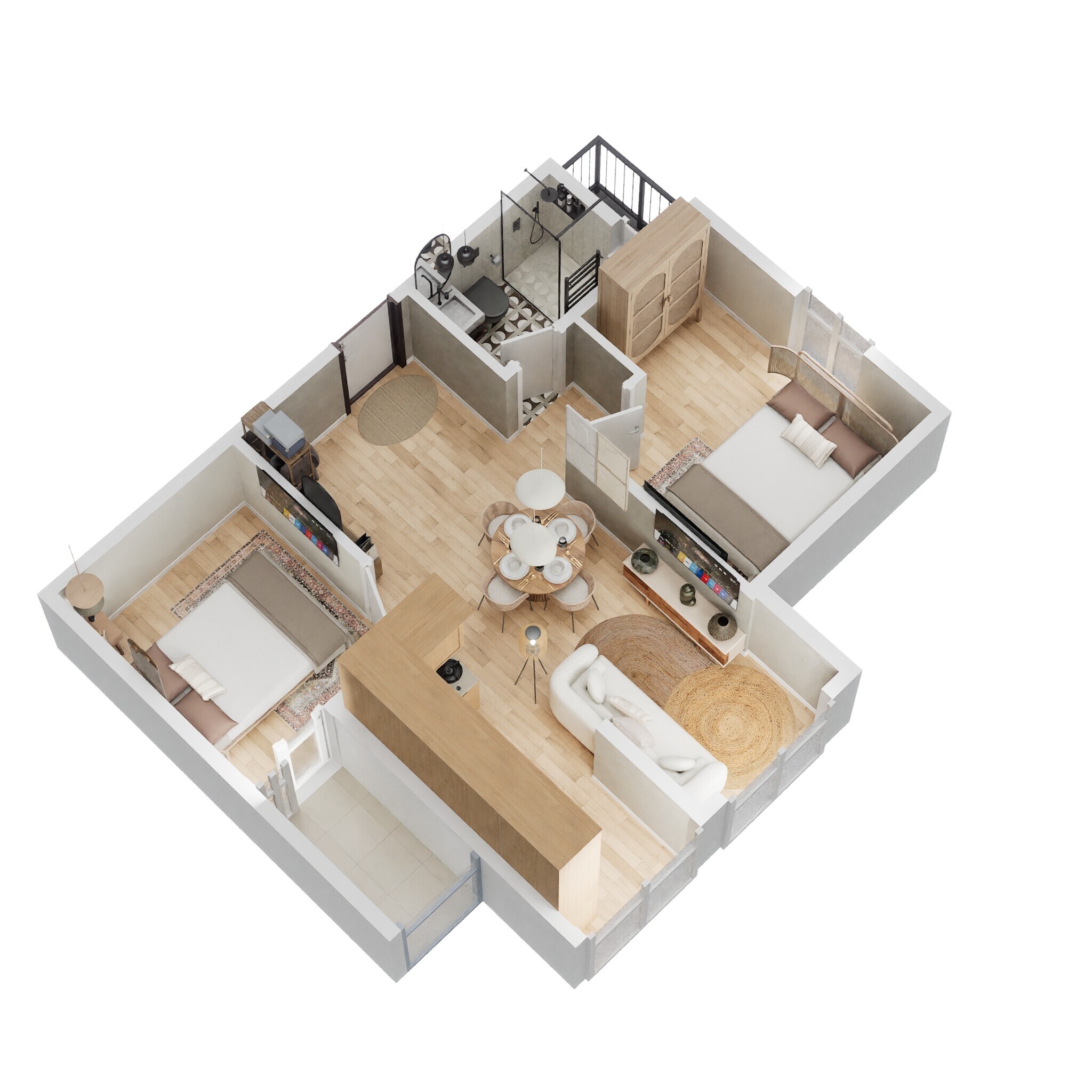 Floor plan of 2 BHK 681 Sq. Ft. Apartment in Sowparnika Indraprastha, Bangalore