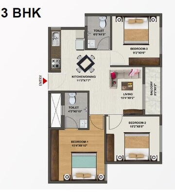  3 BHK Apartment at Sowparnika Indraprastha, Whitefield – for Rent