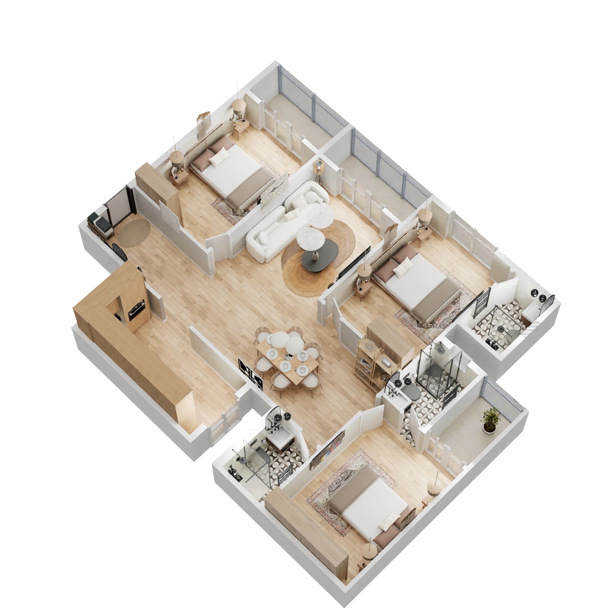 Floor plan of 3 BHK Apartment - 1882 sq. ft. in Sowparnika Pragati, Bangalore