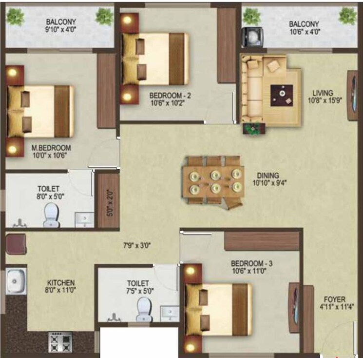 Other, sowparnika-pragati 3 Bedroom 1485 Sq.Ft. Apartment In Sarjapur Bangalore 9100123