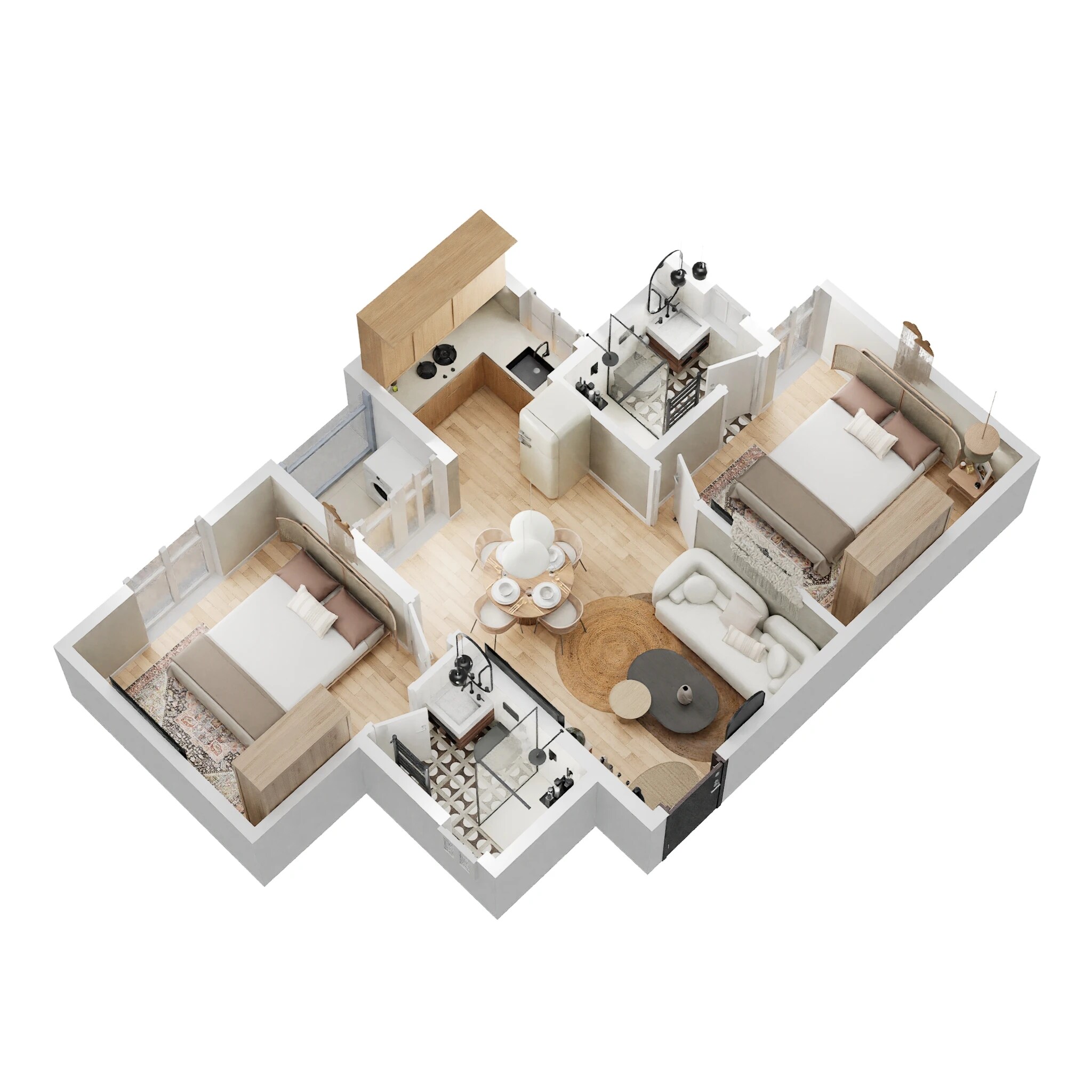 Floor plan of 2 BHK 737 Sq. Ft. Apartment in Sowparnika Pranathi, Bangalore