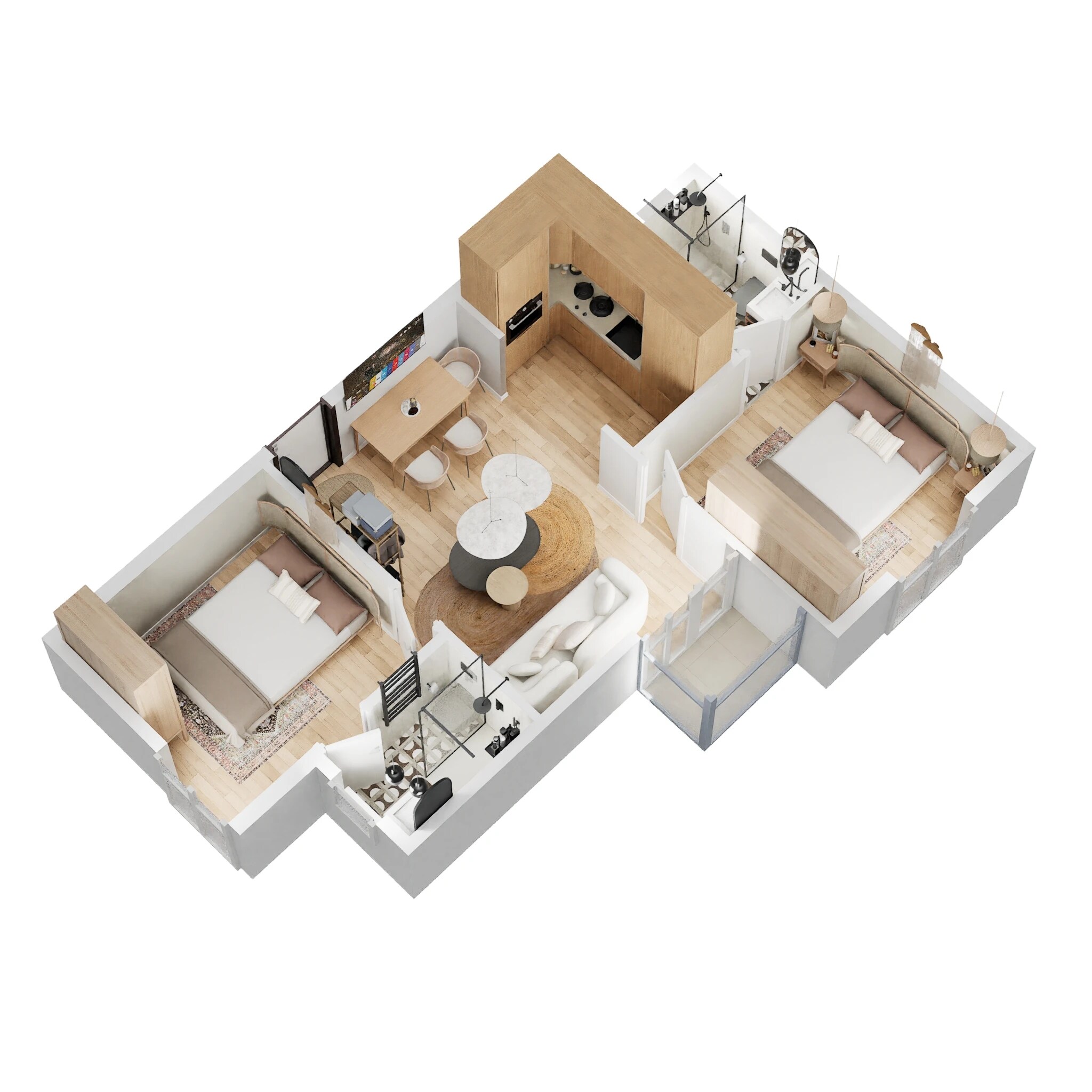 Floor plan of 2 BHK 757 Sq. Ft. Apartment in Sowparnika Pranathi, Bangalore