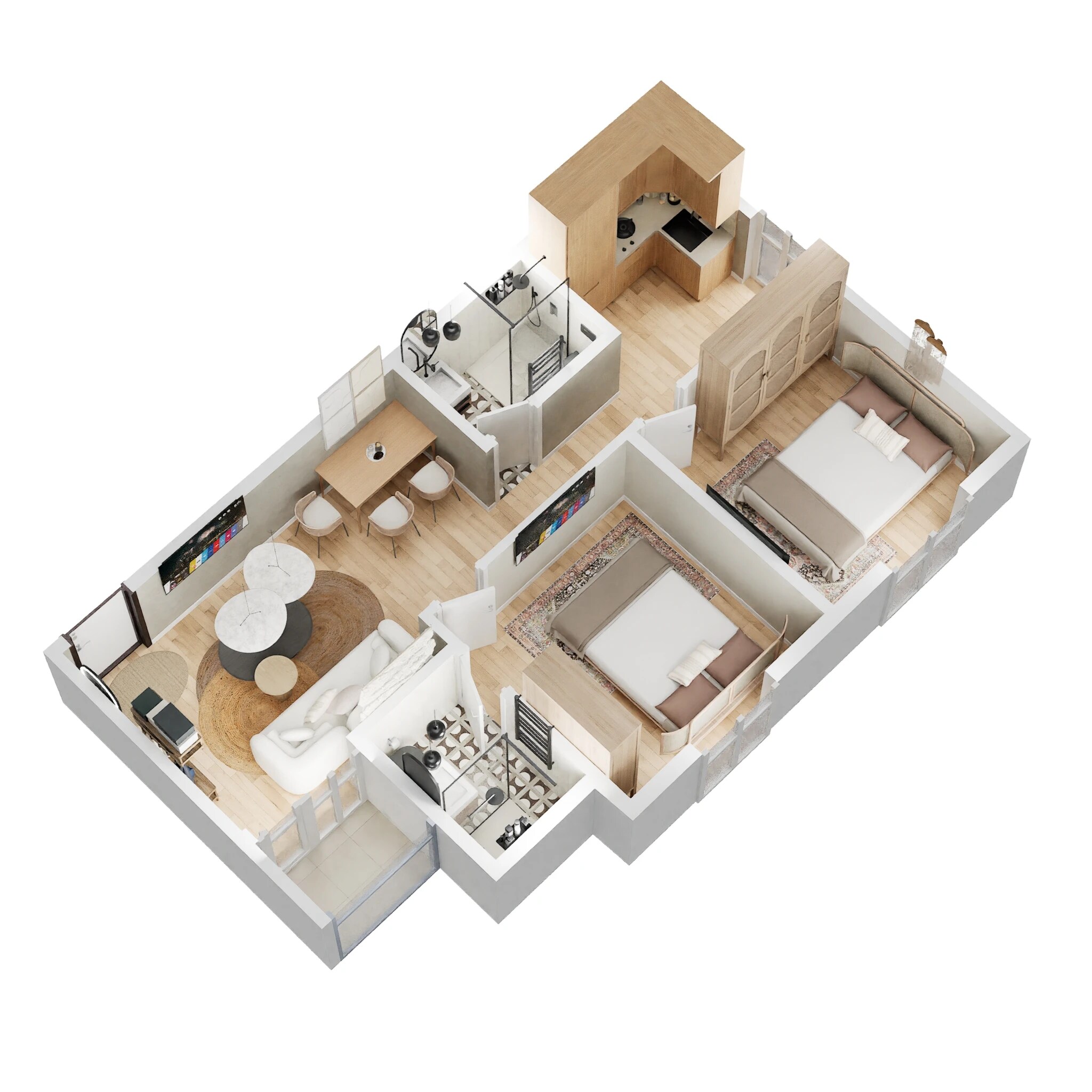 Floor plan of 2 BHK 777 Sq. Ft. Apartment in Sowparnika Pranathi, Bangalore