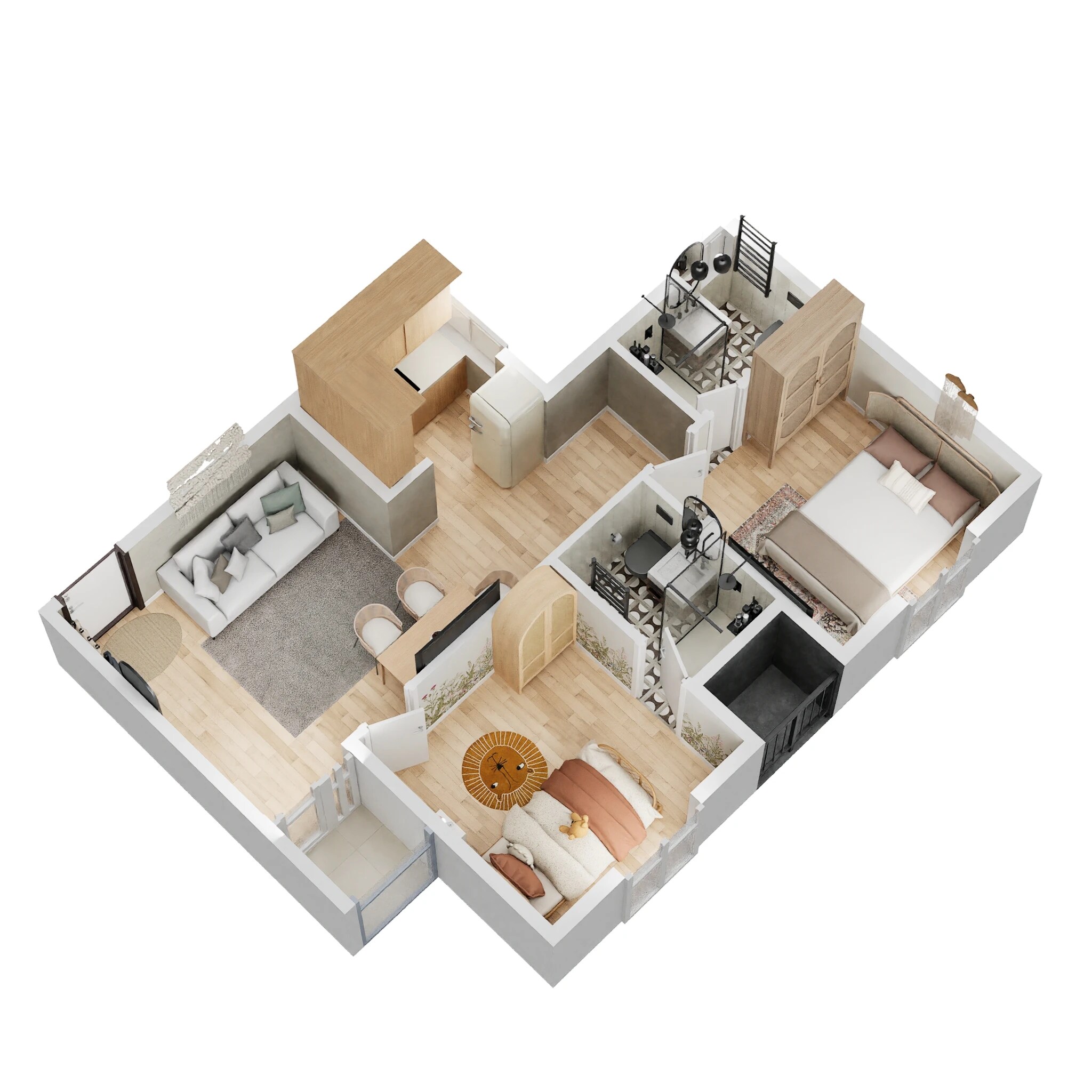 Floor plan of 2 BHK 789 Sq. Ft. Apartment in Sowparnika Pranathi, Bangalore