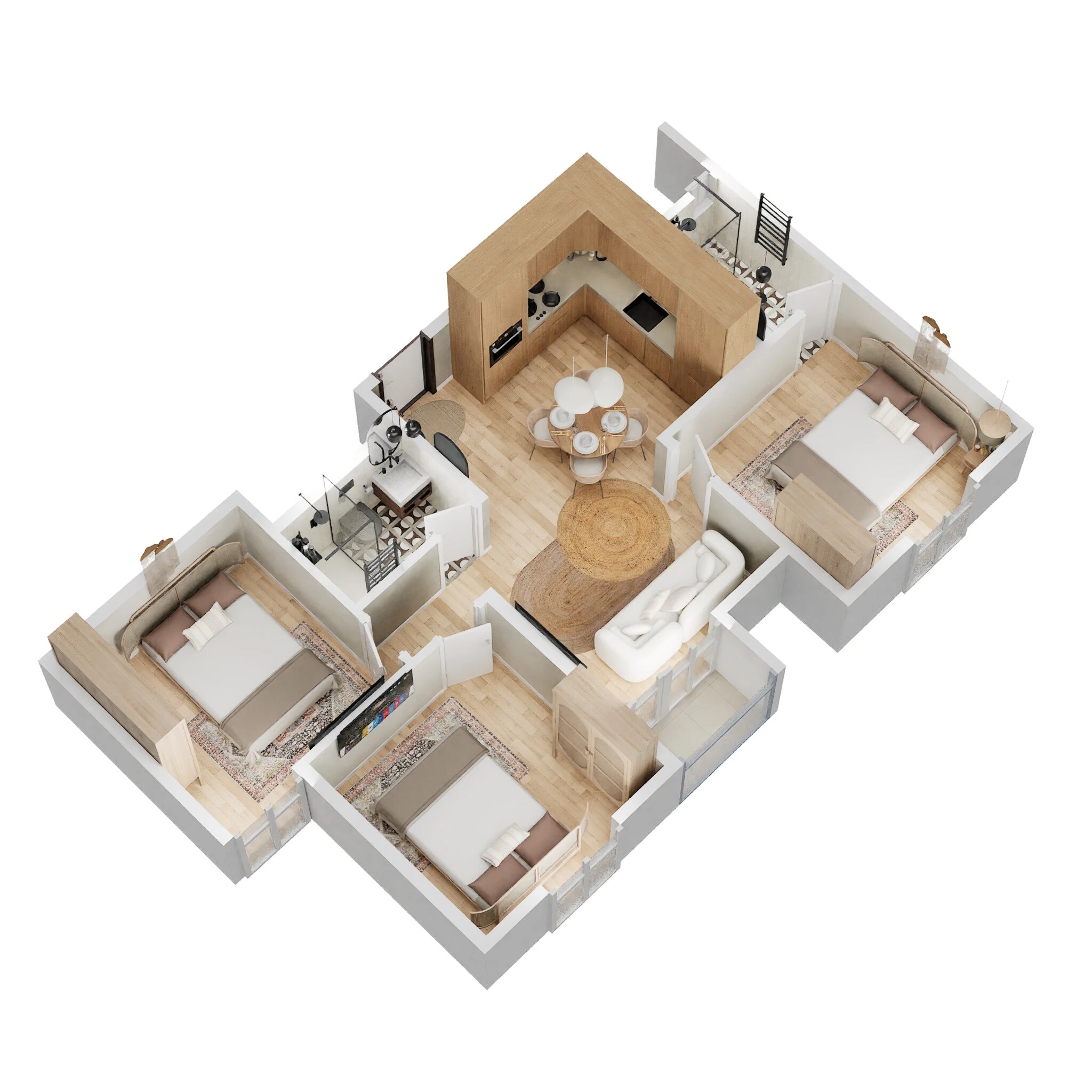 Floor plan of 3 BHK 943 Sq. Ft. Apartment in Sowparnika Pranathi, Bangalore