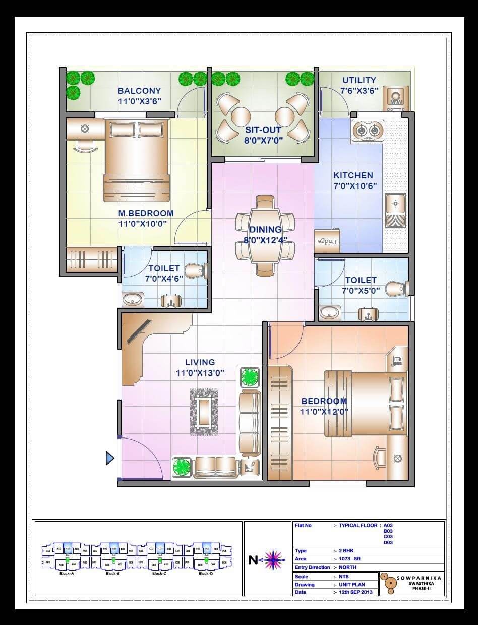 2 BHK 1073 Sq. Ft. Apartment