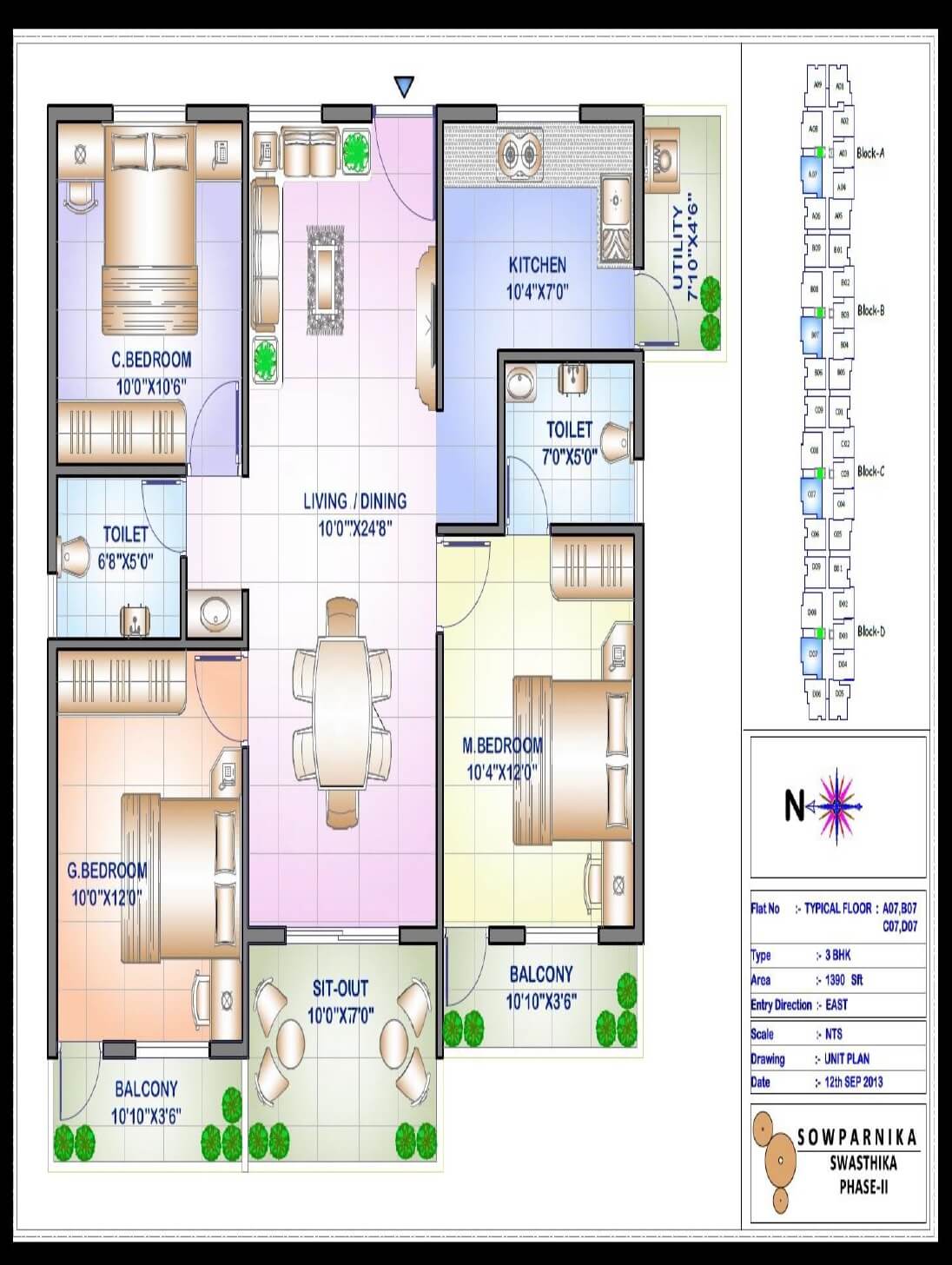 3 BHK 1390 Sq. Ft. Apartment