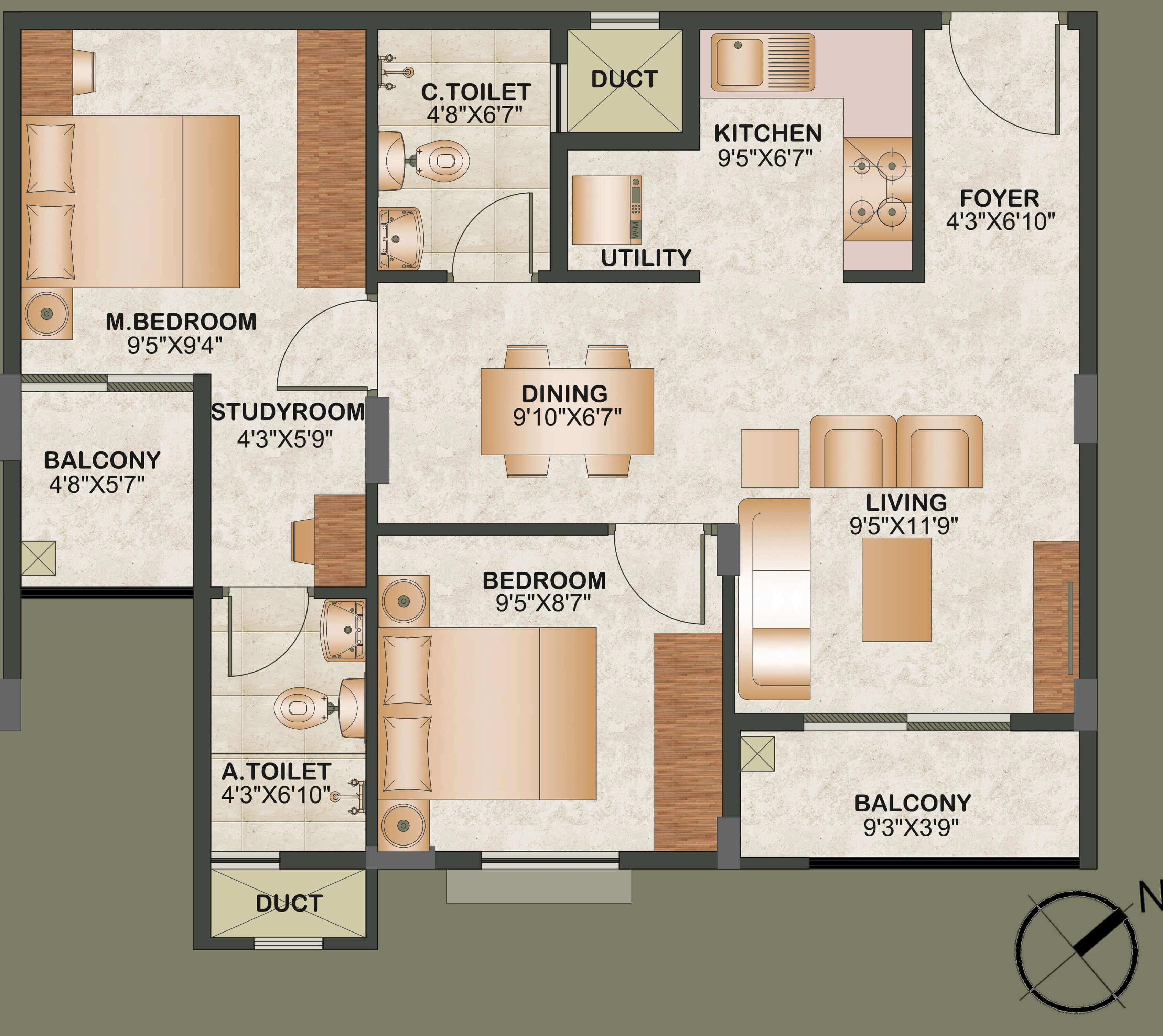 sowparnika tharangini apartment 2bhk st 949sqft 1