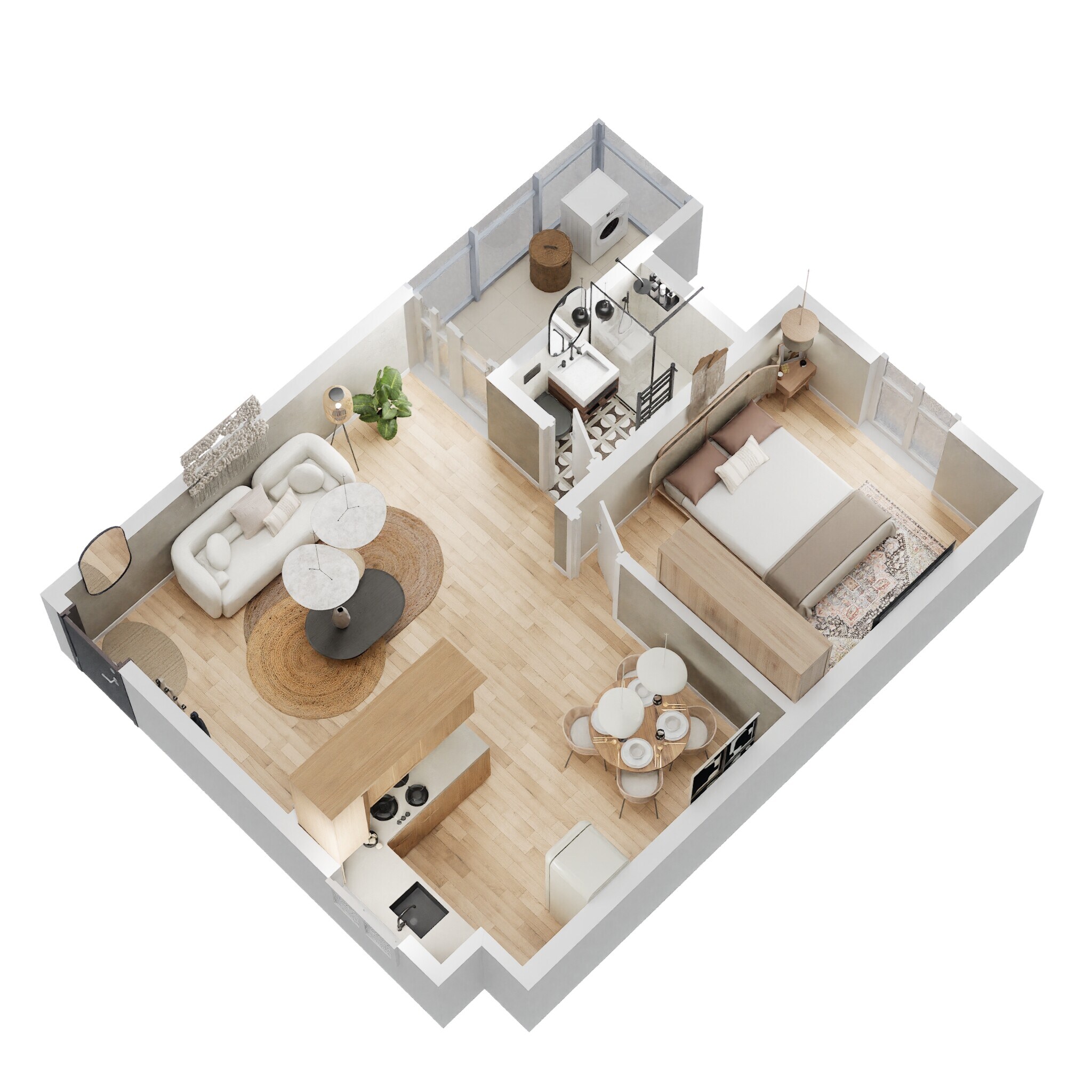 Floor plan of 1 BHK 733 Sq. Ft. Apartment in Sowparnika The Columns, Bangalore