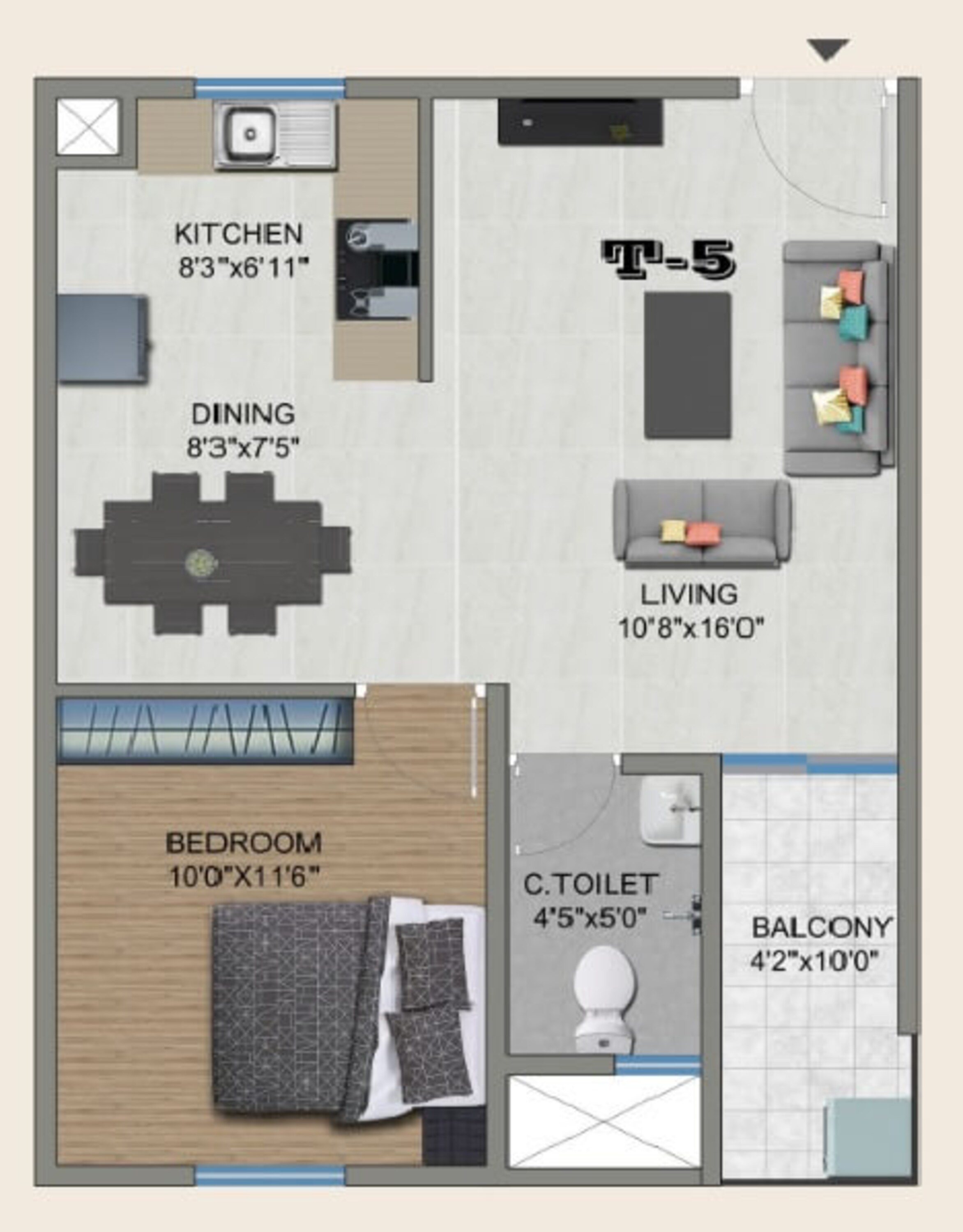 sowparnika the columns apartment 1bhk 733sqft 1