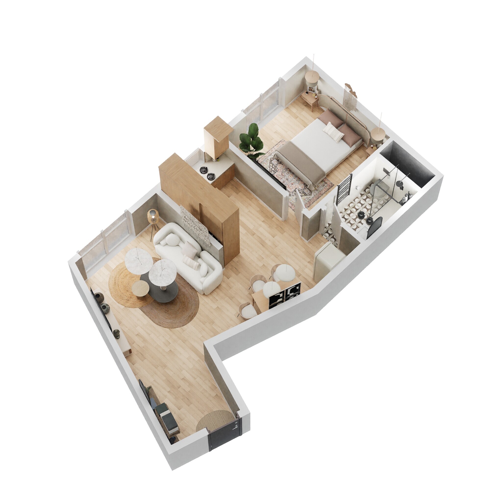 Floor plan of 1 BHK 744 Sq. Ft. Apartment in Sowparnika The Columns, Bangalore