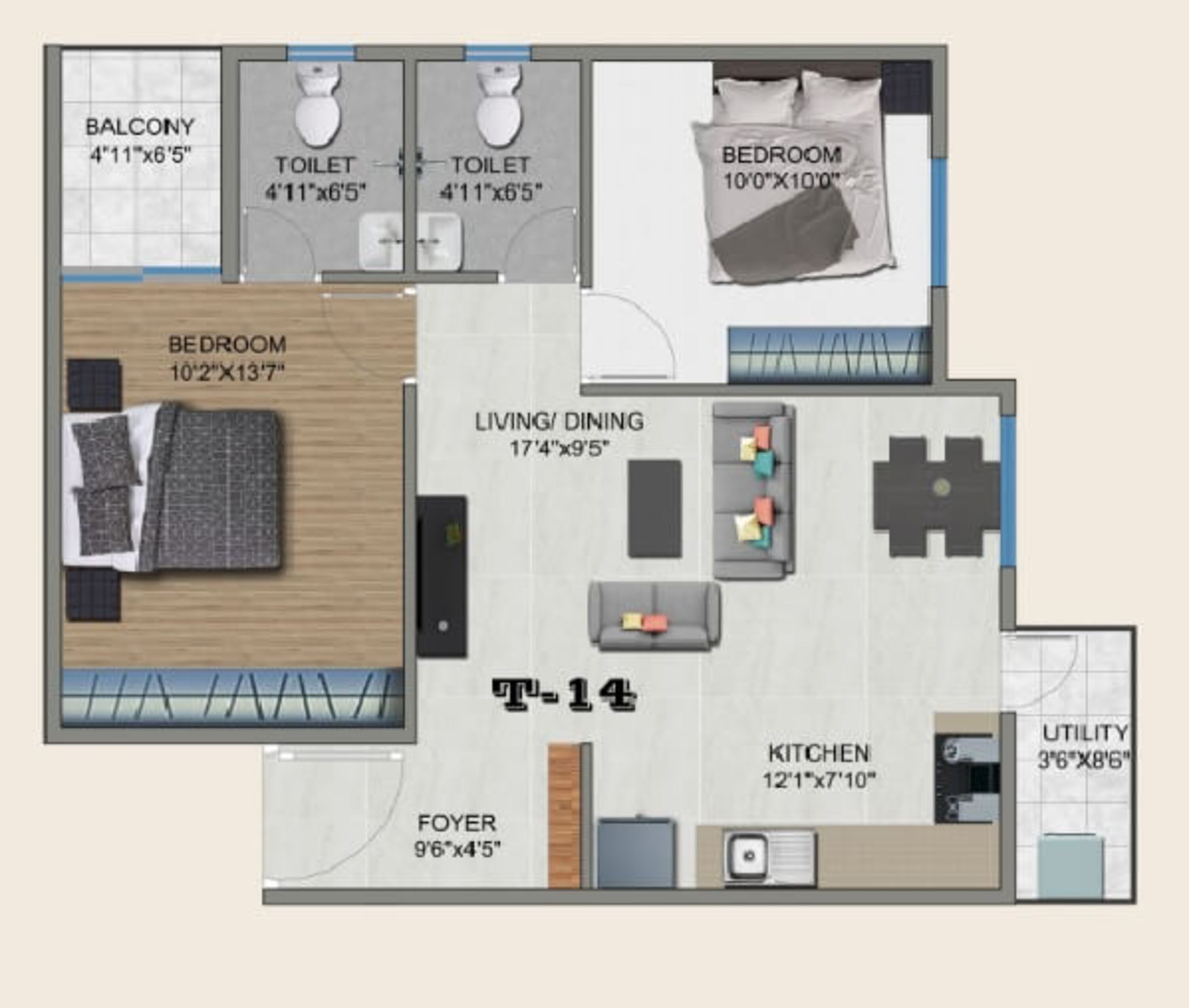 sowparnika the columns apartment 2bhk 1025sqft 1