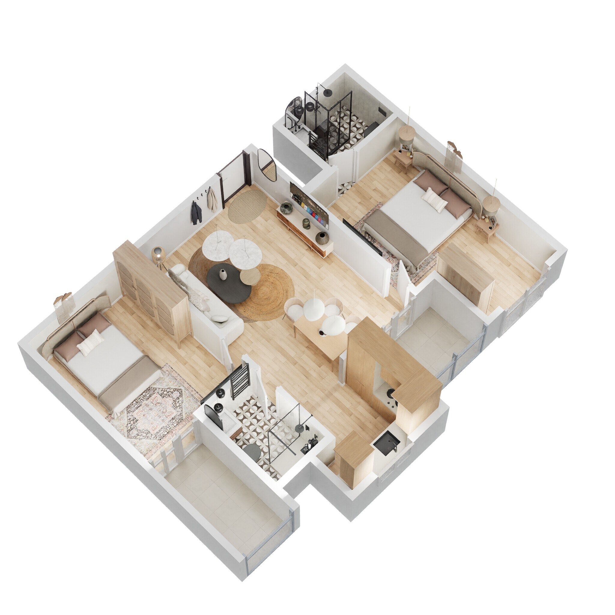 Floor plan of 2 BHK 999 Sq. Ft. Apartment in Sowparnika The Columns, Bangalore