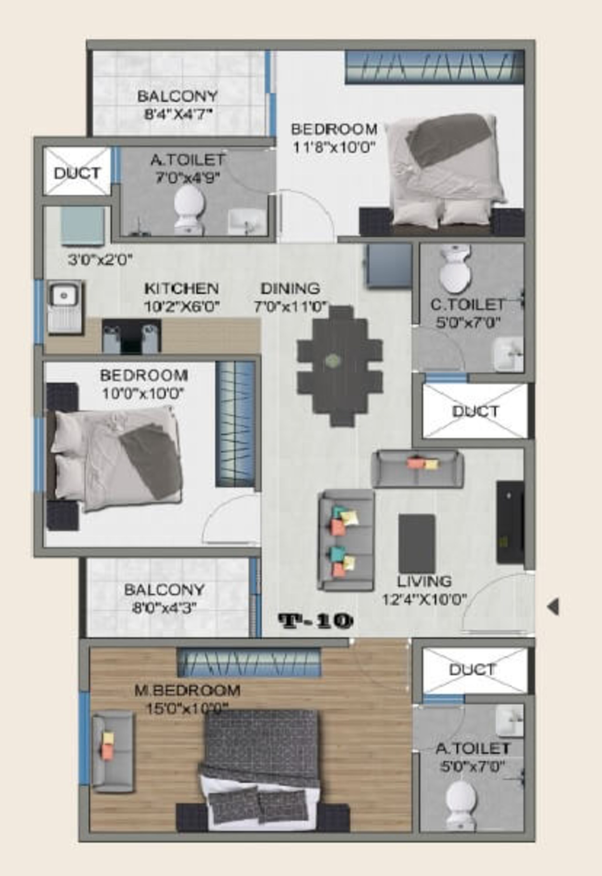 sowparnika the columns apartment 3bhk 1245sqft 1