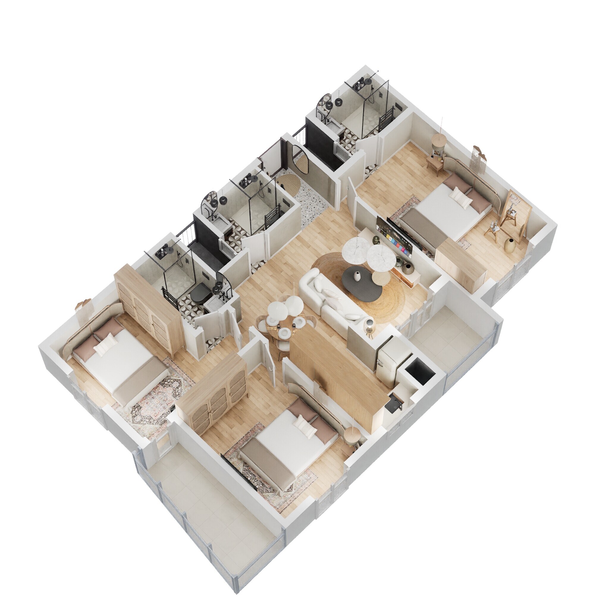 Floor plan of 3 BHK 1263 Sq. Ft. Apartment in Sowparnika The Columns, Bangalore