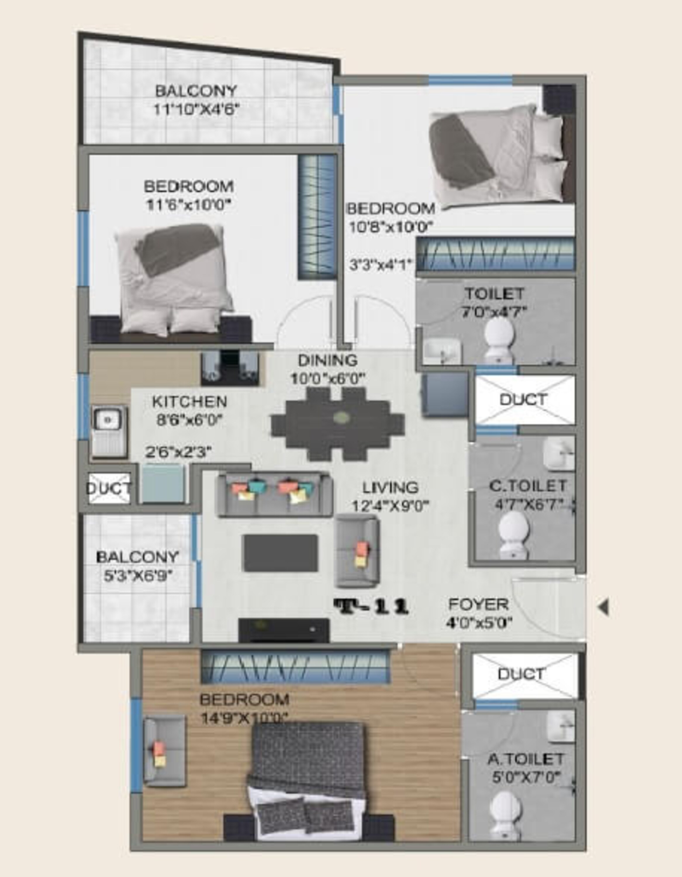 sowparnika the columns apartment 3bhk 1263sqft 1